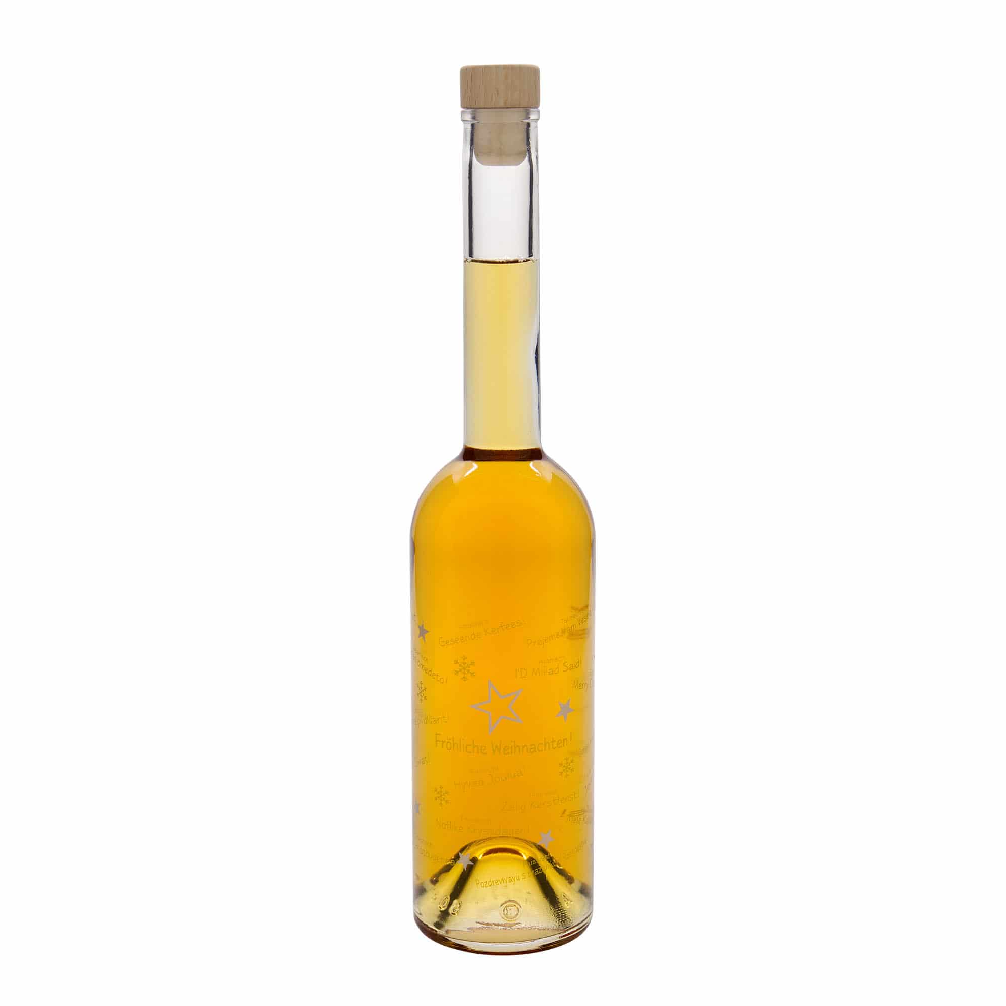 Botella de vidrio de 500 ml 'Opera', motivo: Navidad en el mundo, boca: corcho
