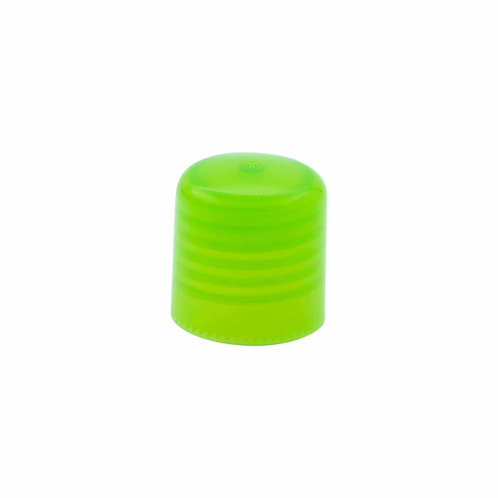 Tapón de rosca con inserto dosificador, plástico de PP, verde, para boca: 24/410 Tapón de rosca con inserto dosificador, plástico de PP, verde, para boca: 24/410