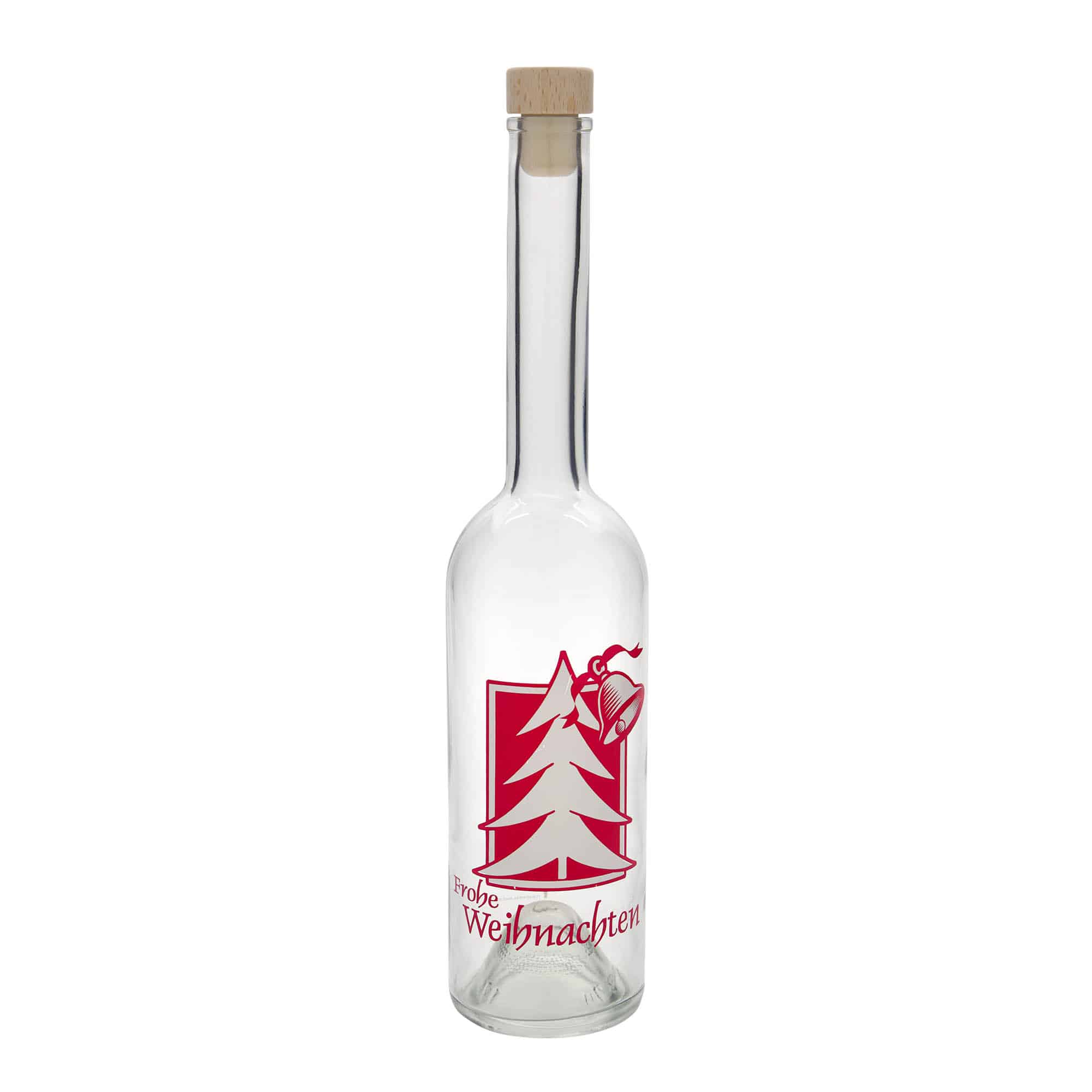 Botella de vidrio 'Opera' de 500 ml, motivo: saludos navideños, boca: corcho