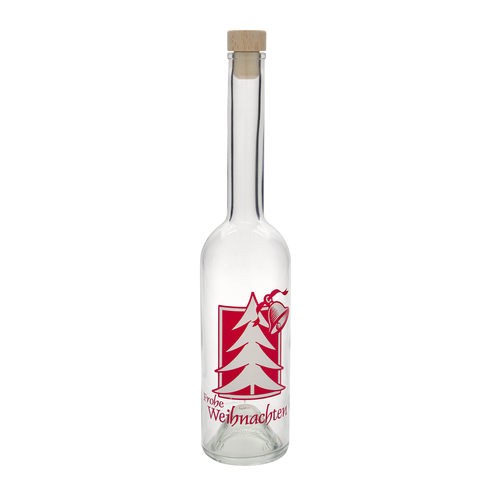 Botella de vidrio de 500 ml 'Opera', motivo: saludo navideño, boca: corcho