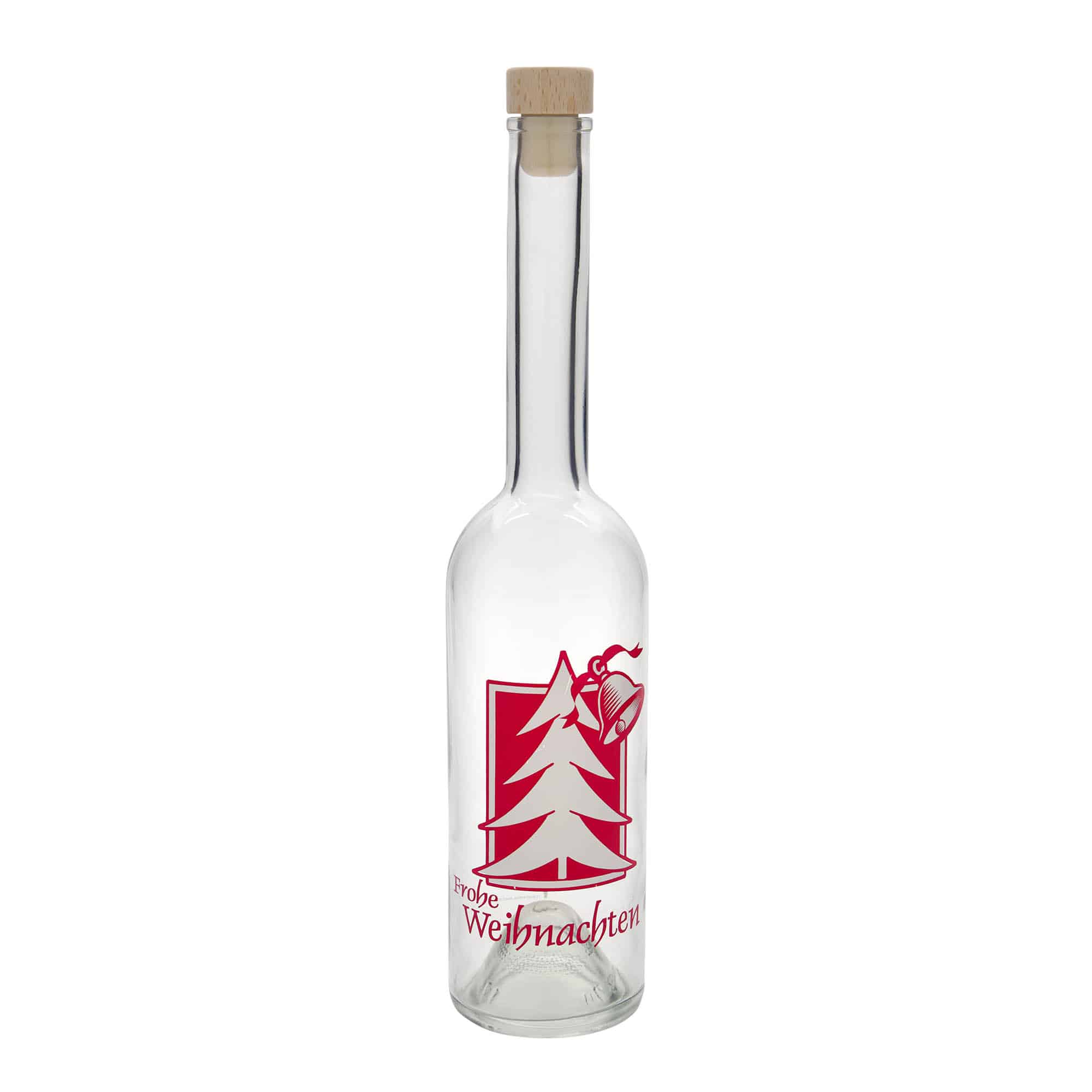Botella de vidrio de 500 ml «Opera», motivo: saludo navideño, boca: corcho