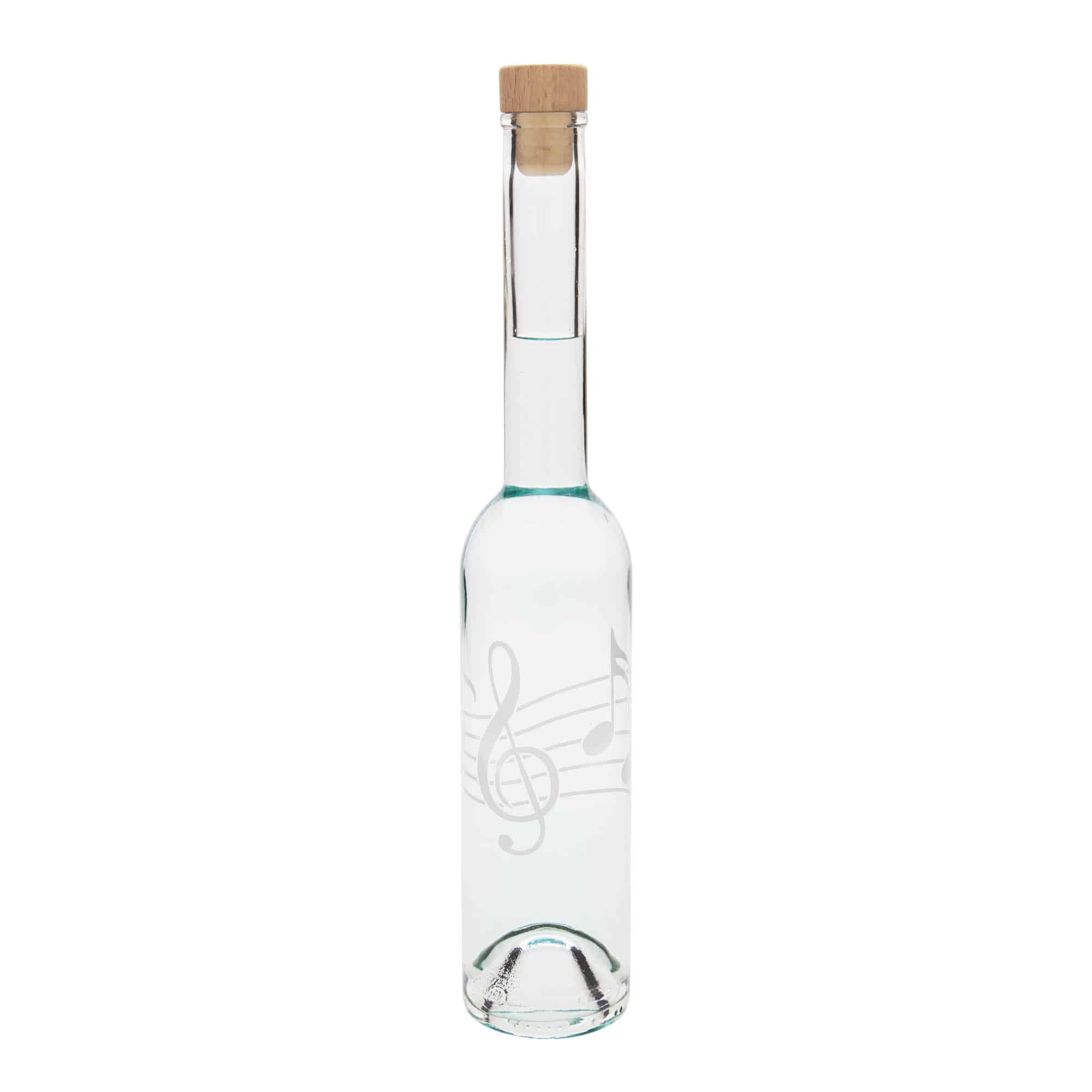 Botella de vidrio de 350 ml 'Opera', motivo: notas musicales, boca: corcho