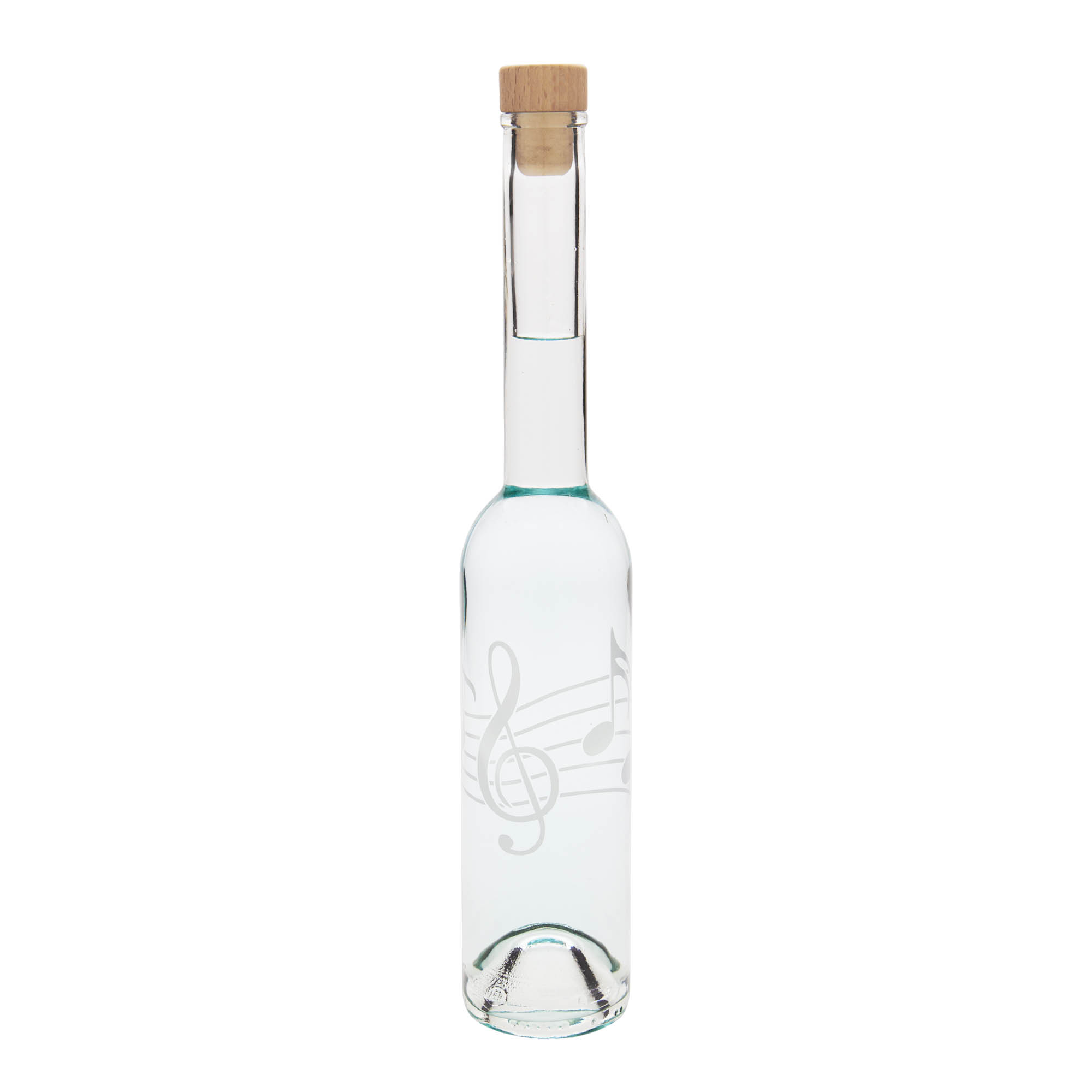 Botella de vidrio de 350 ml 'Opera', motivo: notas musicales, boca: corcho