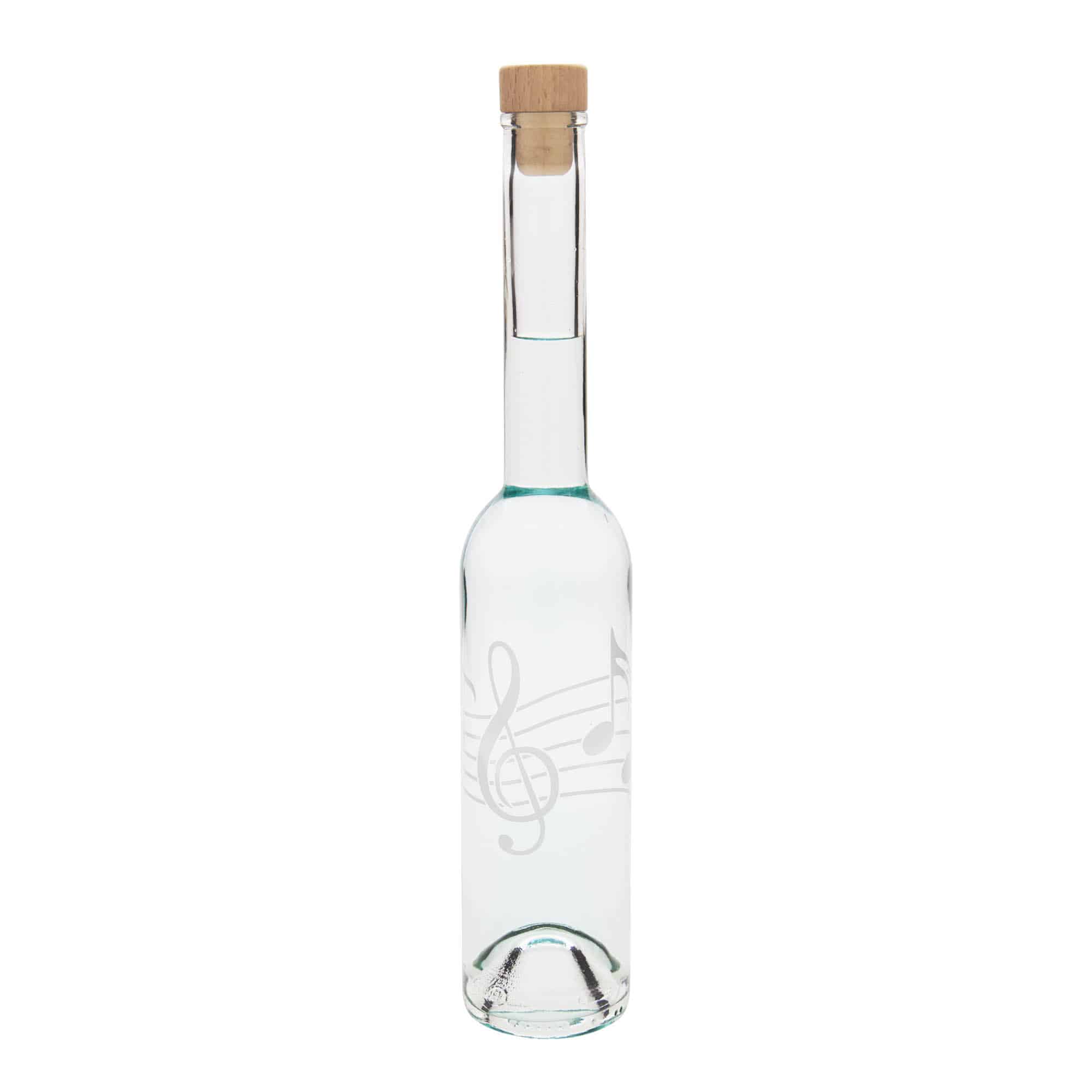 Botella de vidrio de 350 ml 'Opera', motivo: notas musicales, boca: corcho
