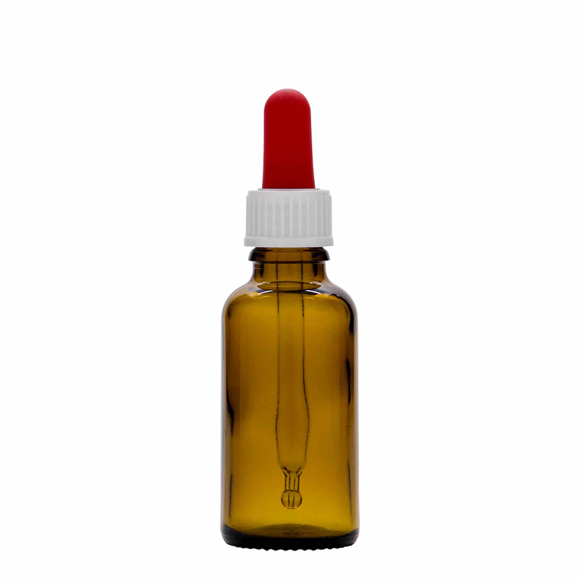 Frasco cuentagotas de 30 ml para medicina, vidrio, marrón, boca: DIN 18