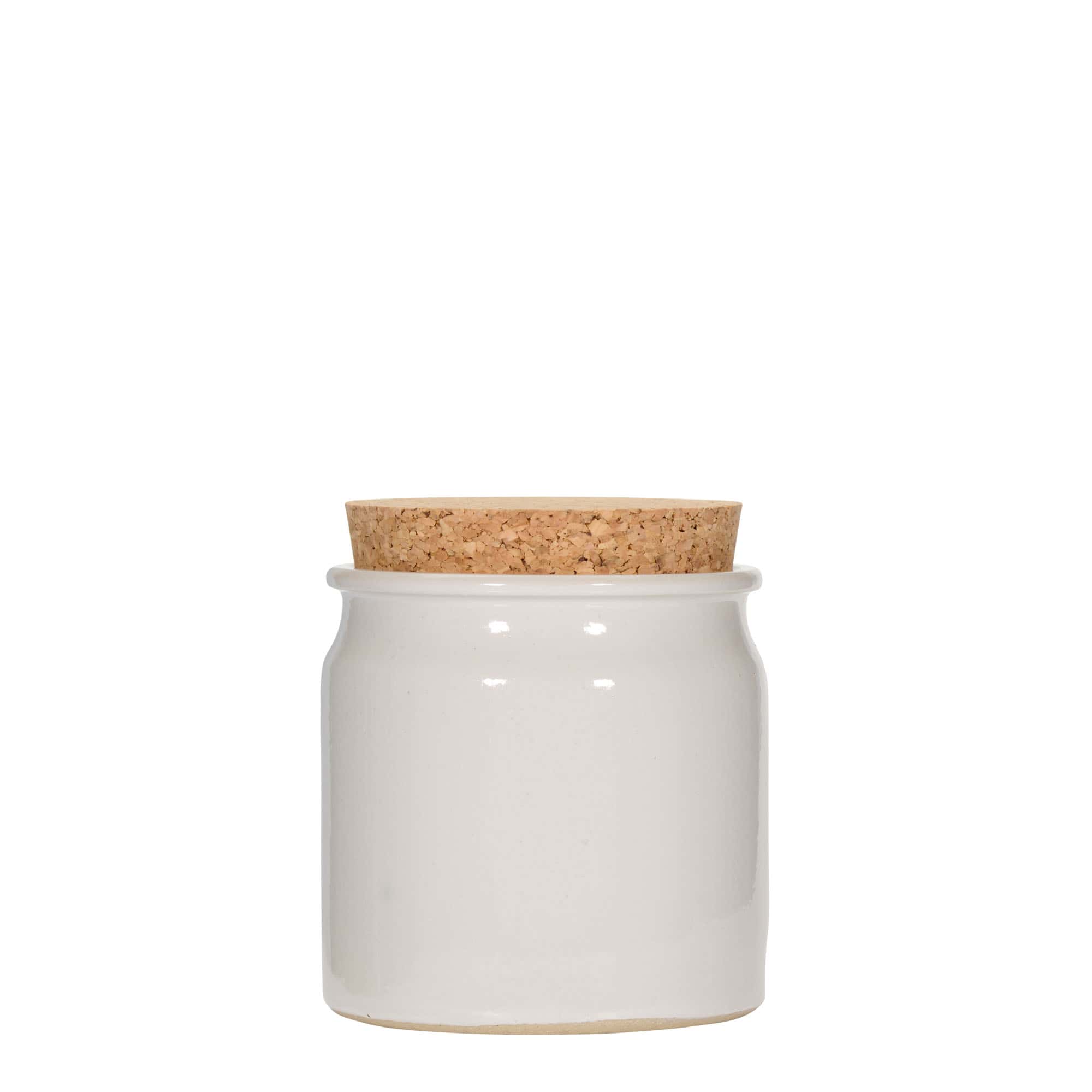 Olla de gres de 160 ml, cerámica, blanco, boca: corcho