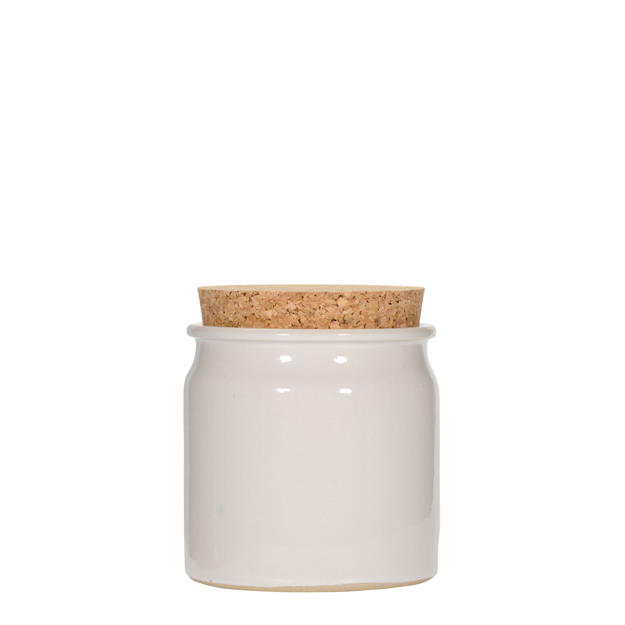 Maceta de gres de 160 ml, cerámica, blanca, boca: corcho