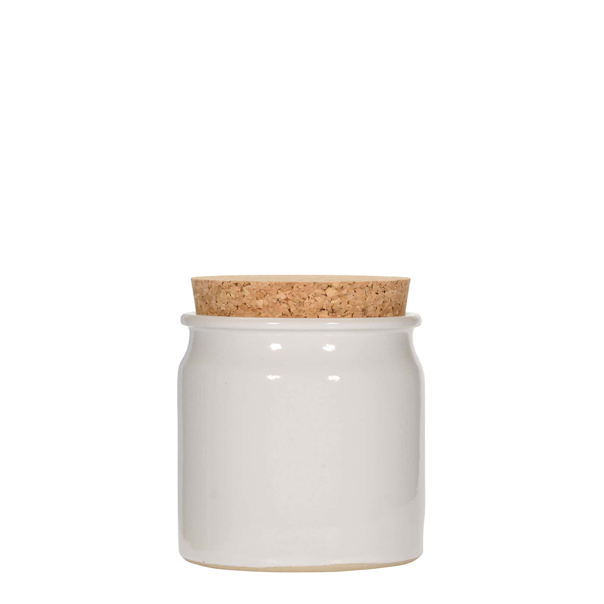 Maceta de gres de 160 ml, cerámica, blanca, boca: corcho