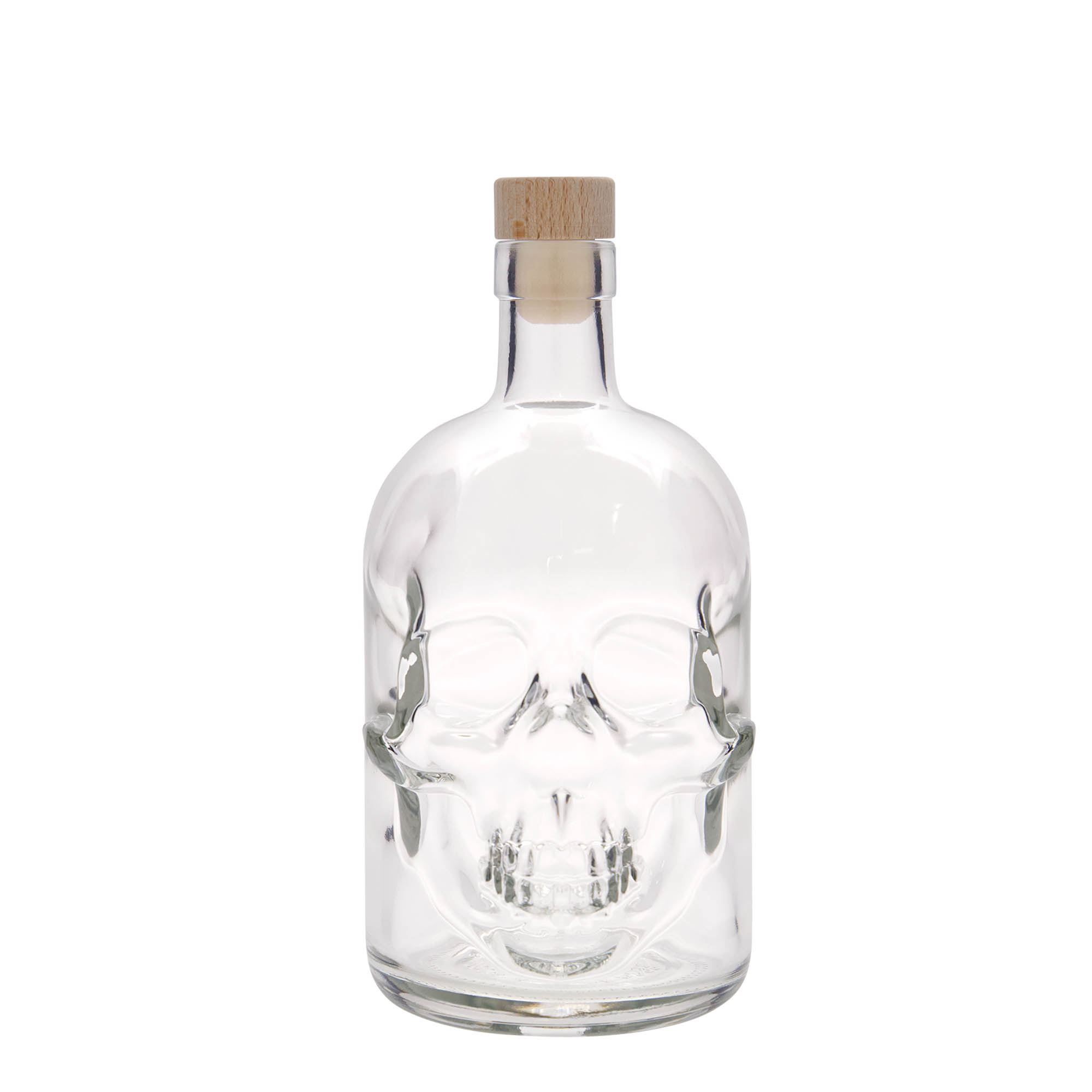 Botella de vidrio de 700 ml 'Calavera', boca: corcho