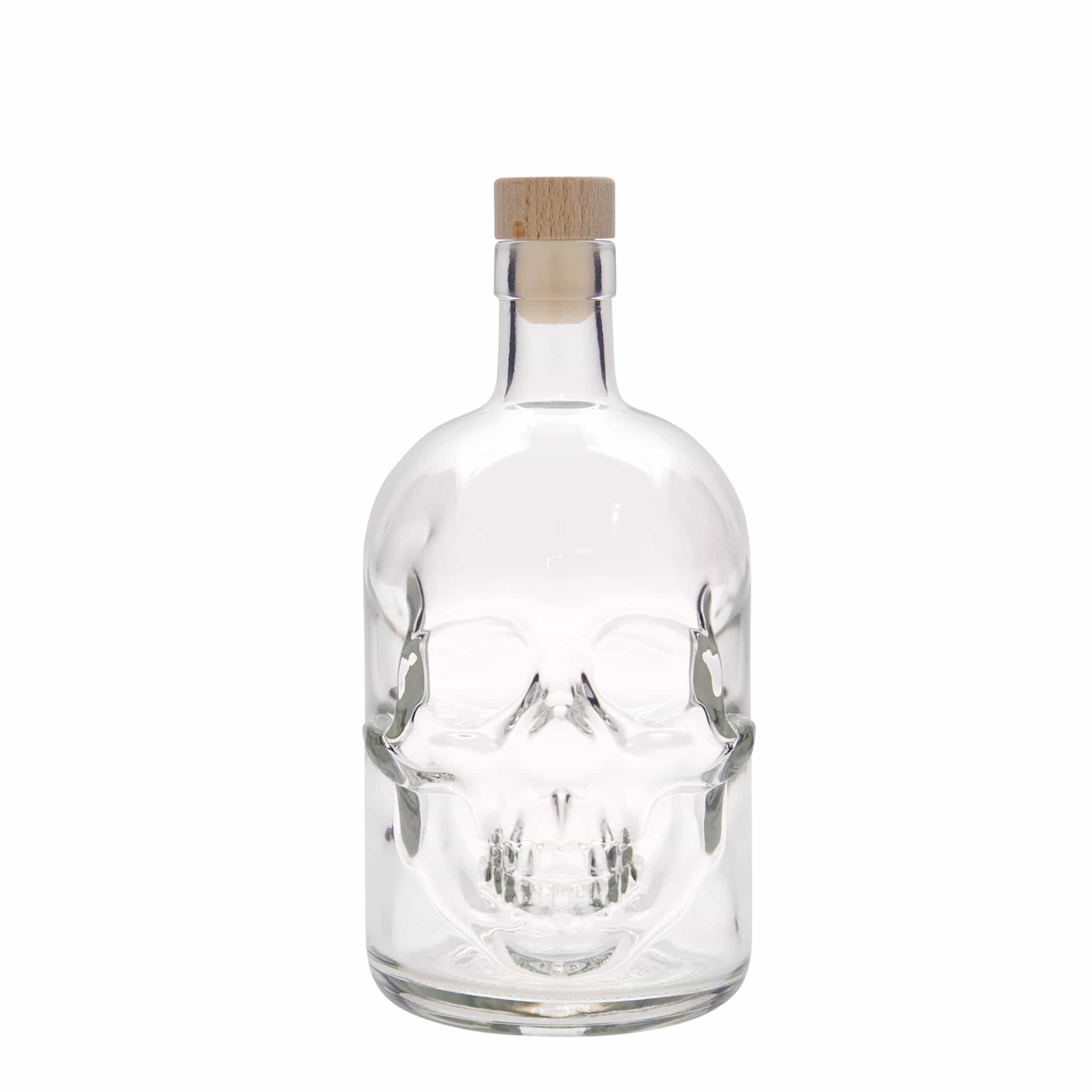Botella de vidrio de 700 ml 'Calavera', boca: corcho