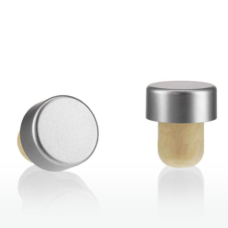 Tapón de corcho con asa de 19 mm, plástico, plateado, para boca: corcho Tapón de corcho con asa de 19 mm, plástico, plateado, para boca: corcho
