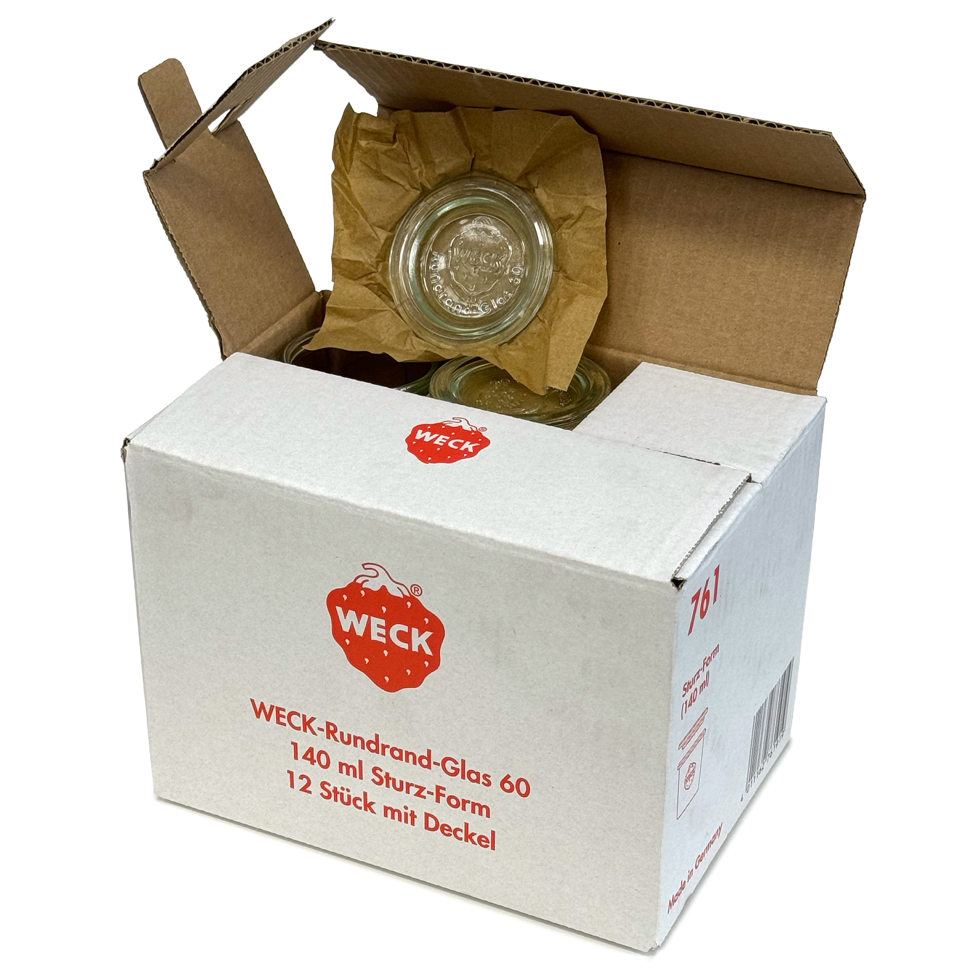 12x 140 ml tarro WECK de boca ancha con tapa de vidrio RR 60