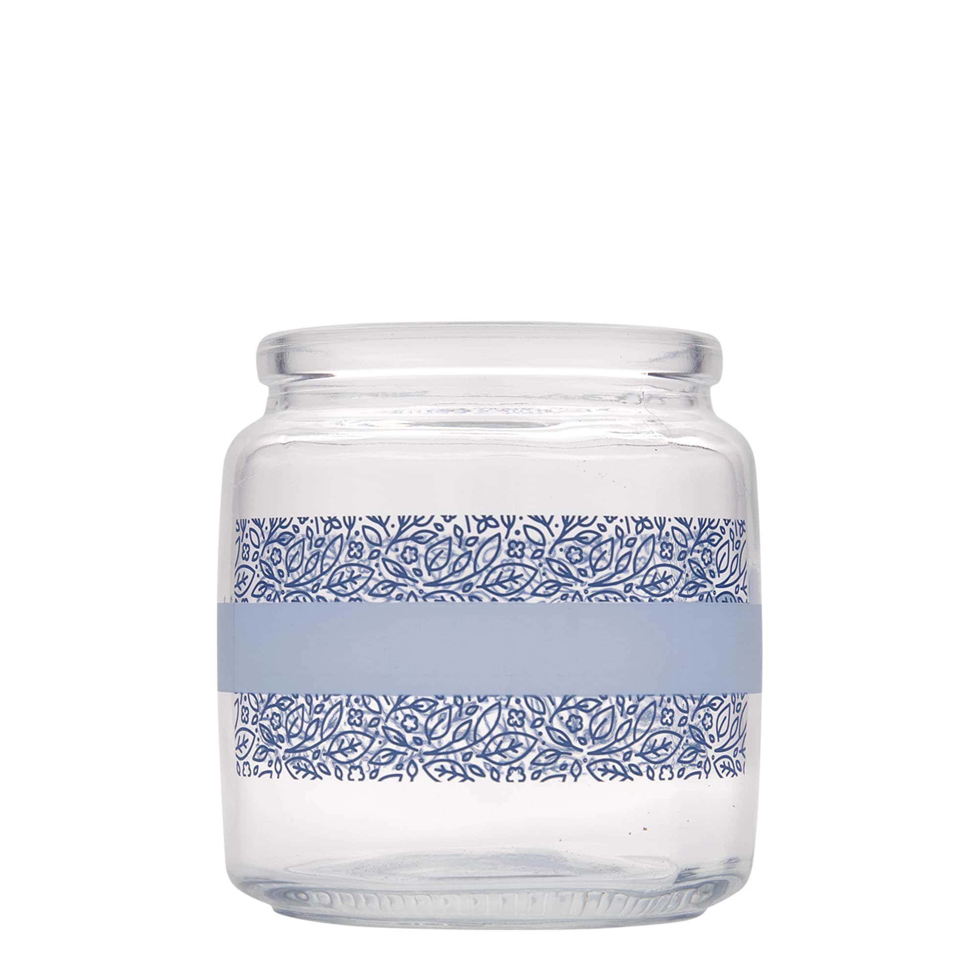 750 ml tarro de vidrio con corcho «Giara», motivo: Naturalmente azul, boca: corcho