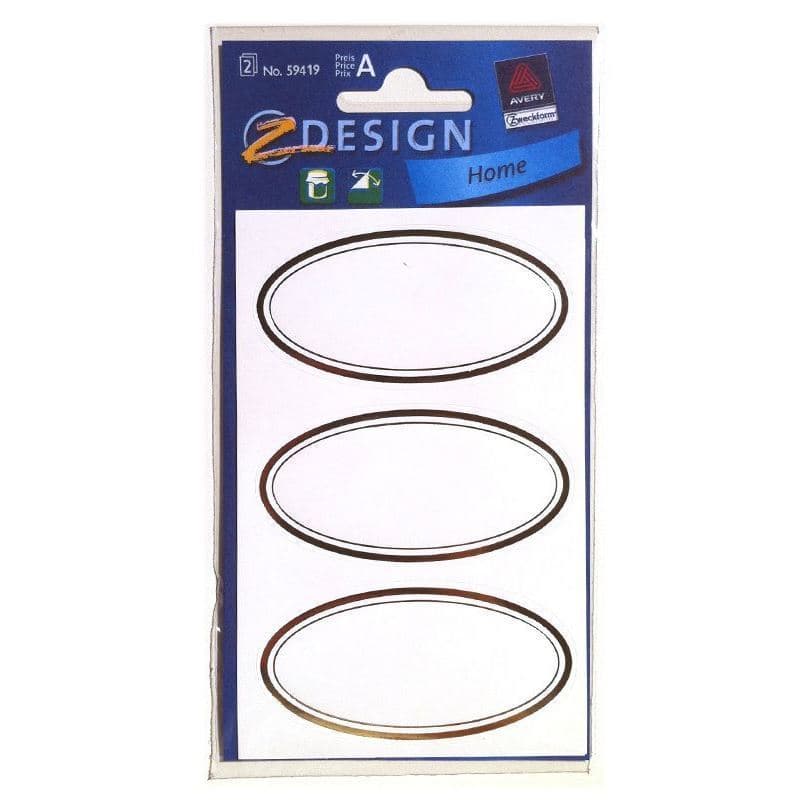 Etiquetas Zweckform 'Marco dorado', ovaladas, papel, blanco-dorado Etiquetas Zweckform 'Marco dorado', ovaladas, papel, blanco-dorado