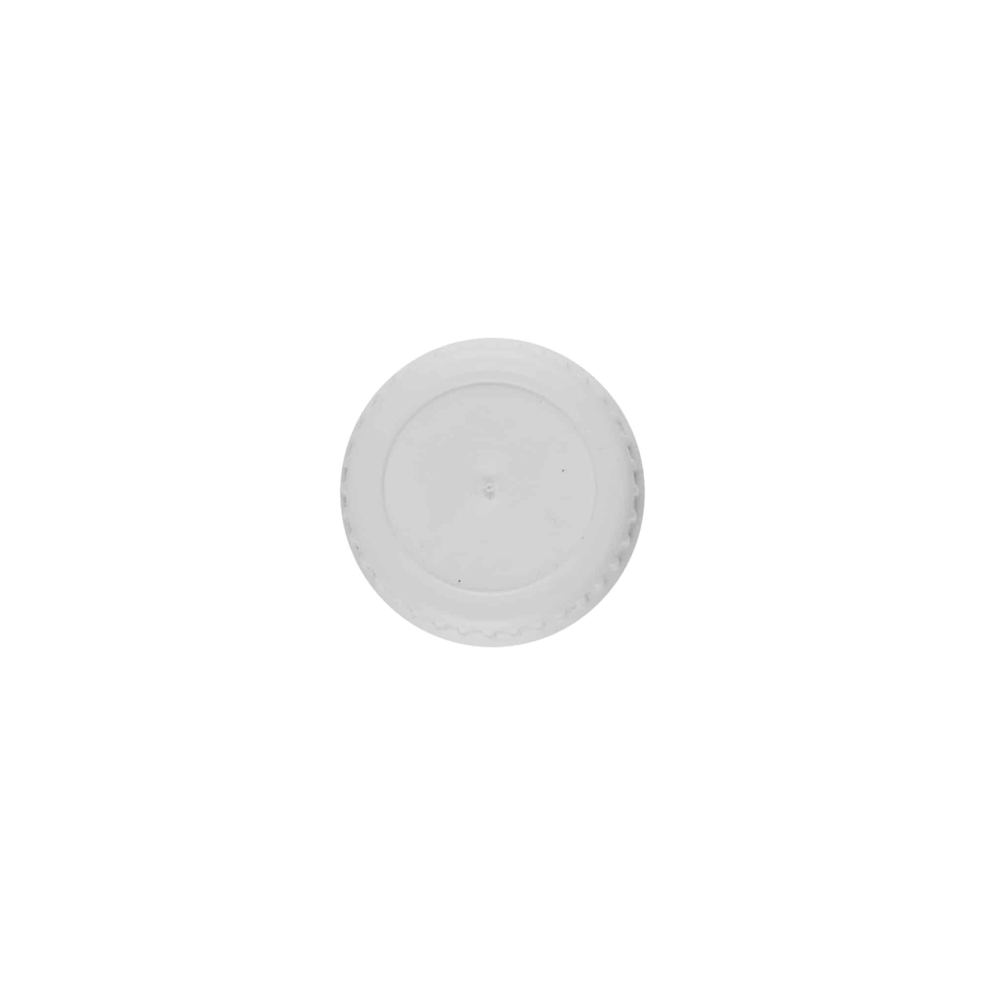 Tapón de rosca con anillo vertedor, plástico PE, blanco, para boca: DIN 22
