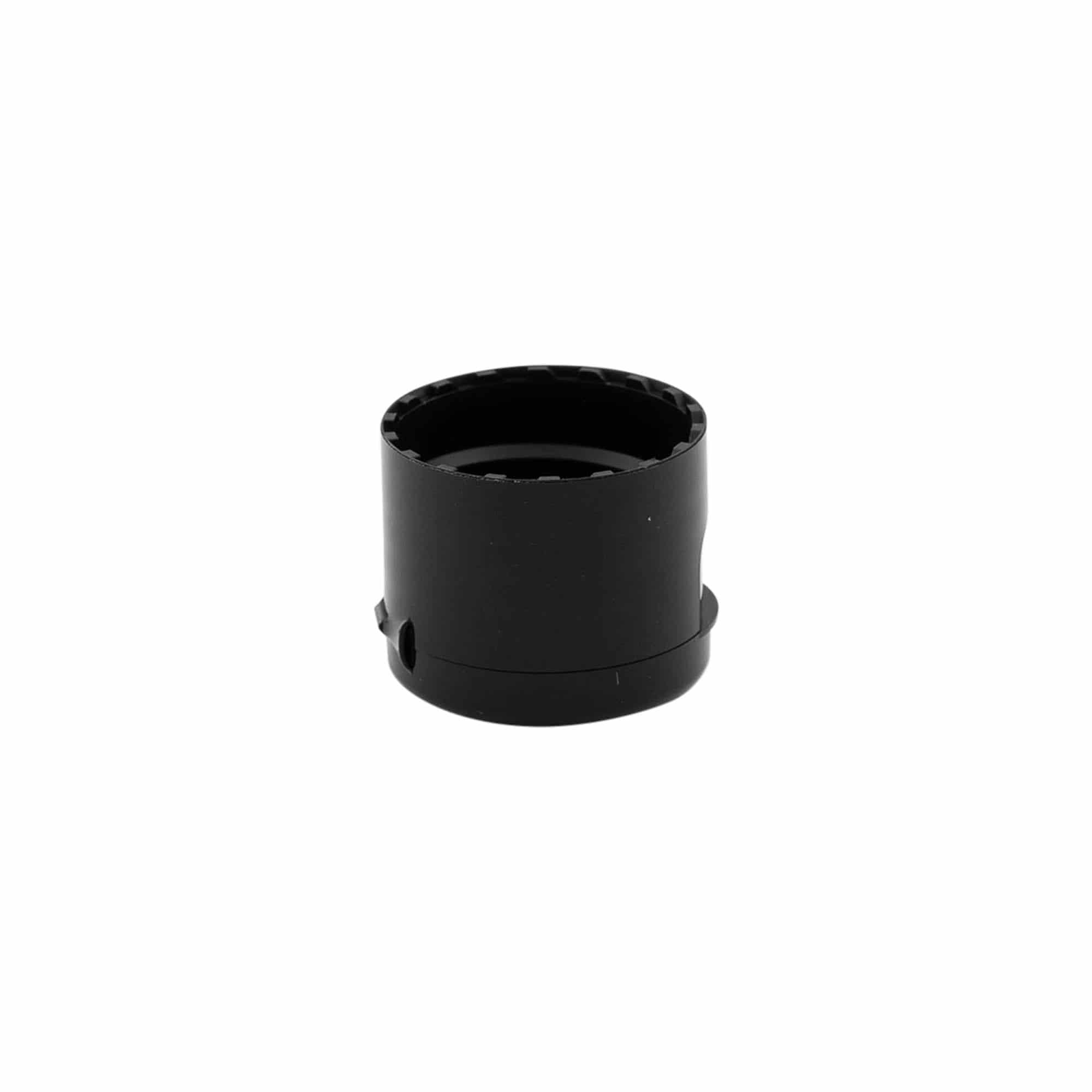 Tapa roscada con bisagra abatible, plástico PP, negro, para boquilla: 24/410