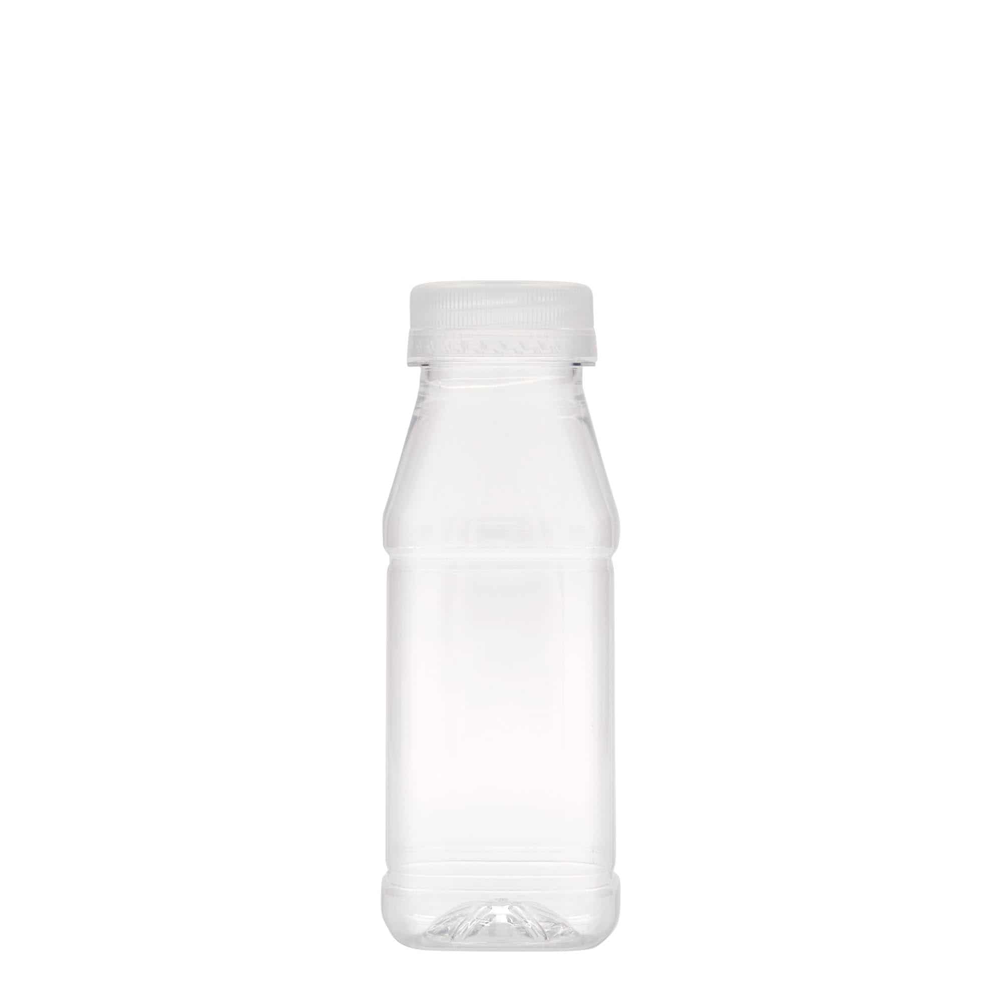Botella de PET 'Milk and Juice Carré' de 250 ml, cuadrada, plástico, boca: 38 mm
