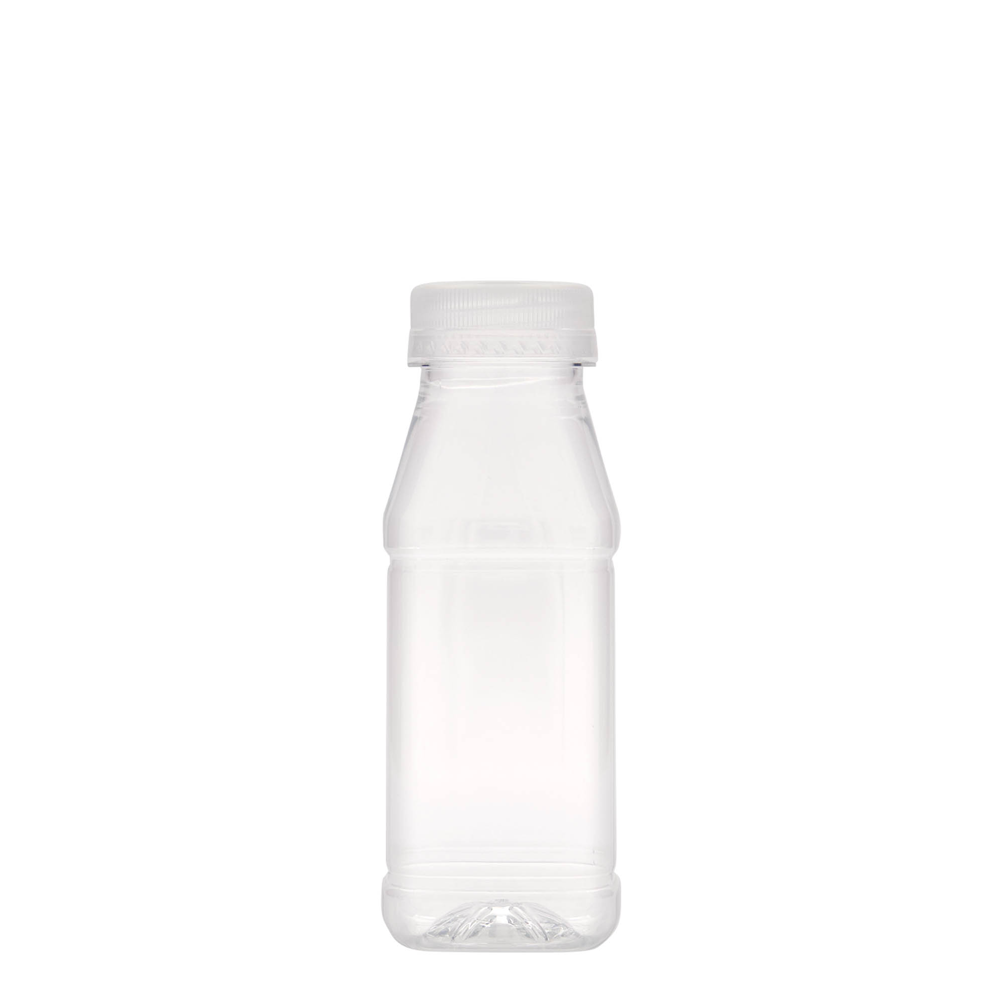 Botella PET de 250 ml «Milk and Juice Carré», cuadrada, plástico, boca: 38 mm