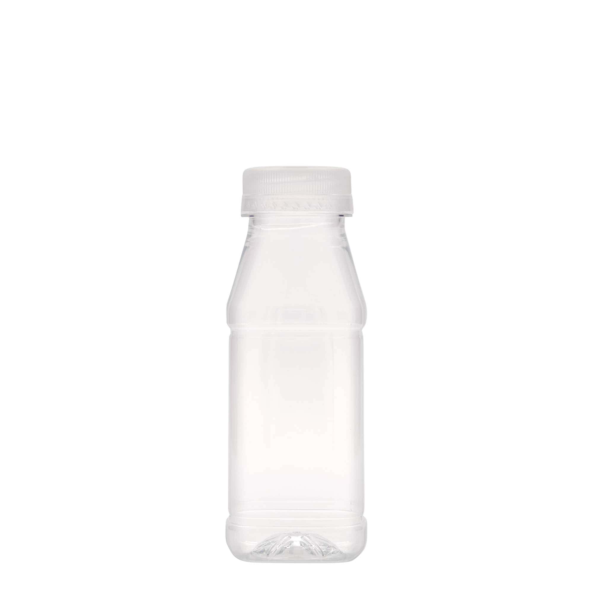 Botella PET de 250 ml «Milk and Juice Carré», cuadrada, plástico, boca: 38 mm
