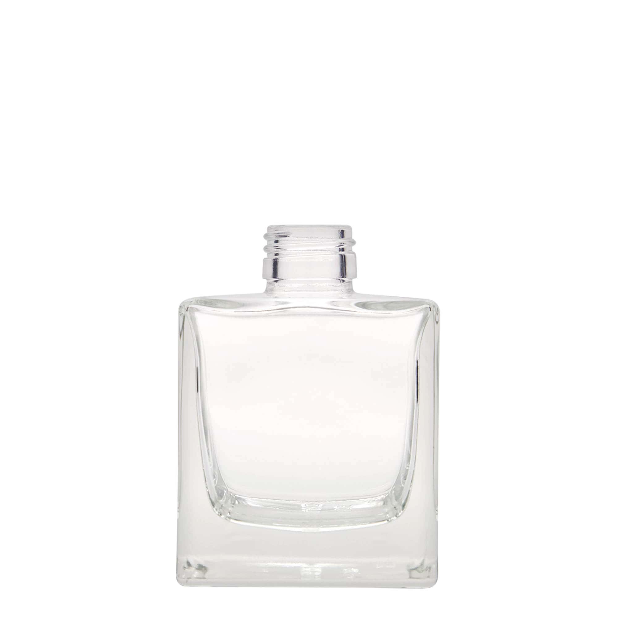 Botella de vidrio de 200 ml «Cube», cuadrada, boca: PP 28