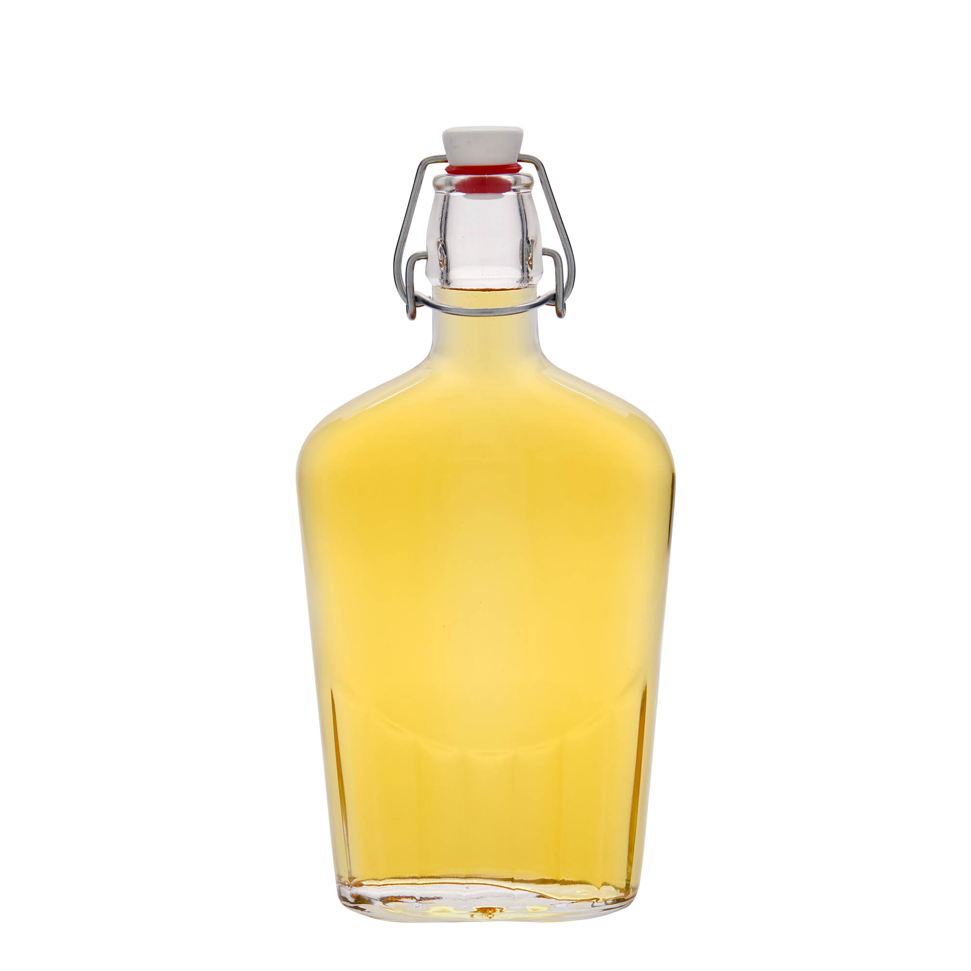 Botella de vidrio de 500 ml 'Fiaschetta', ovalada, boca: cierre de palanca Botella de vidrio de 500 ml 'Fiaschetta', ovalada, boca: cierre de palanca