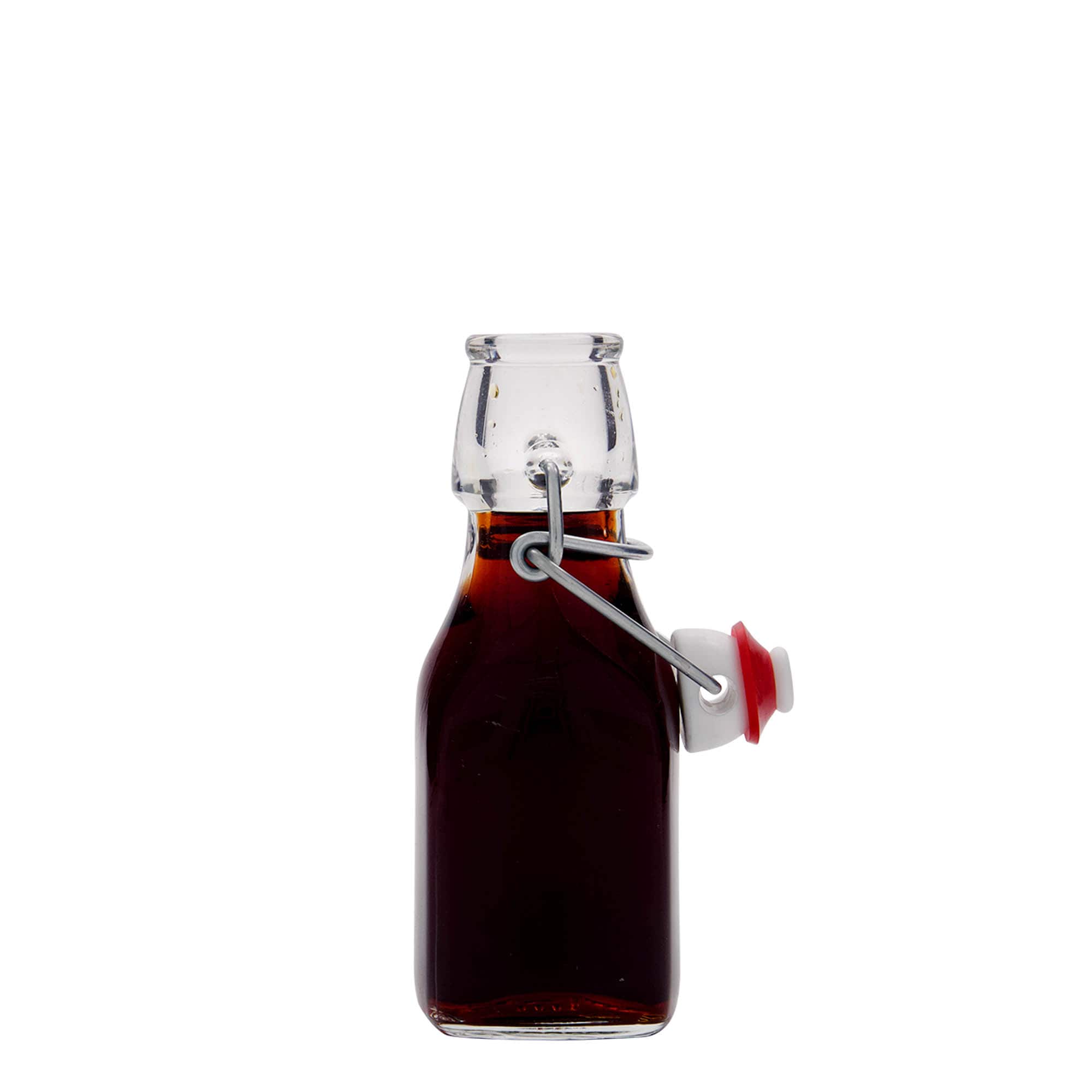 Botella de vidrio de 125 ml «Swing», cuadrada, boca: cierre de palanca