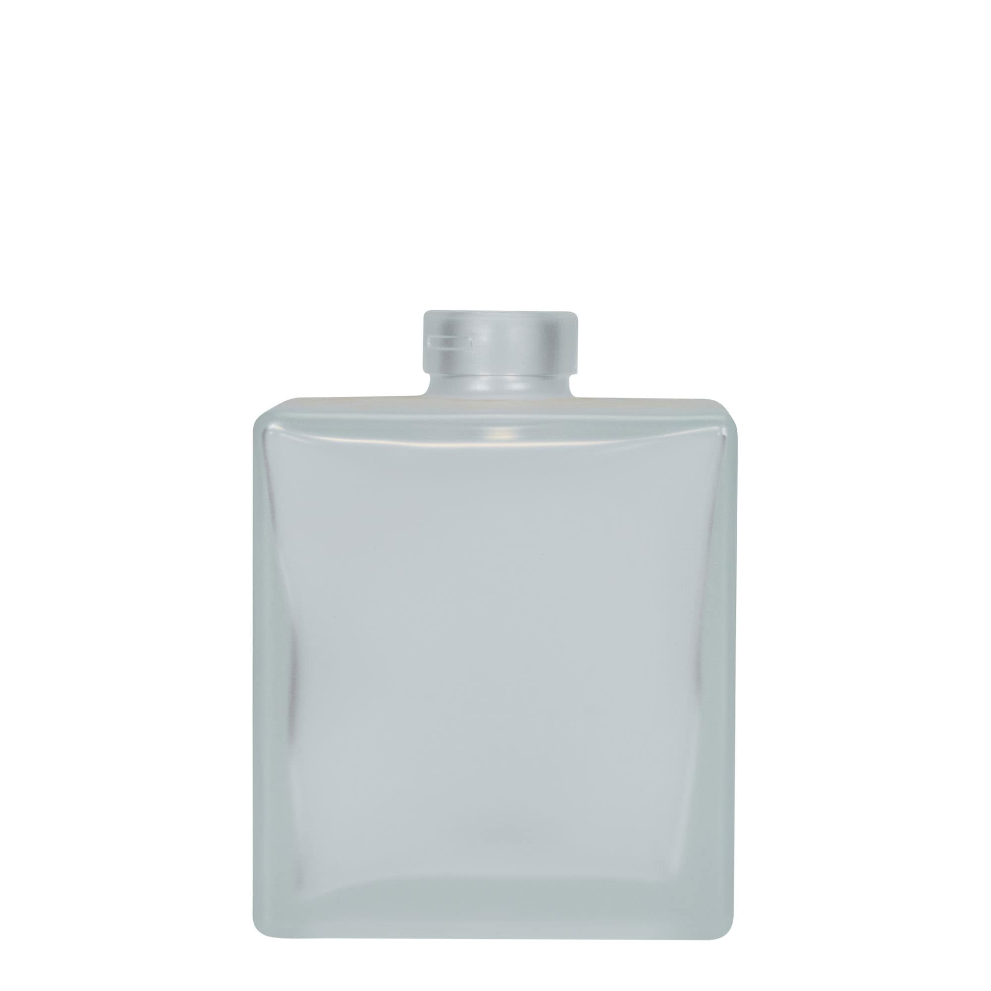 Botella de vidrio de 500 ml 'Cube', cuadrada, escarchada, boca: corcho