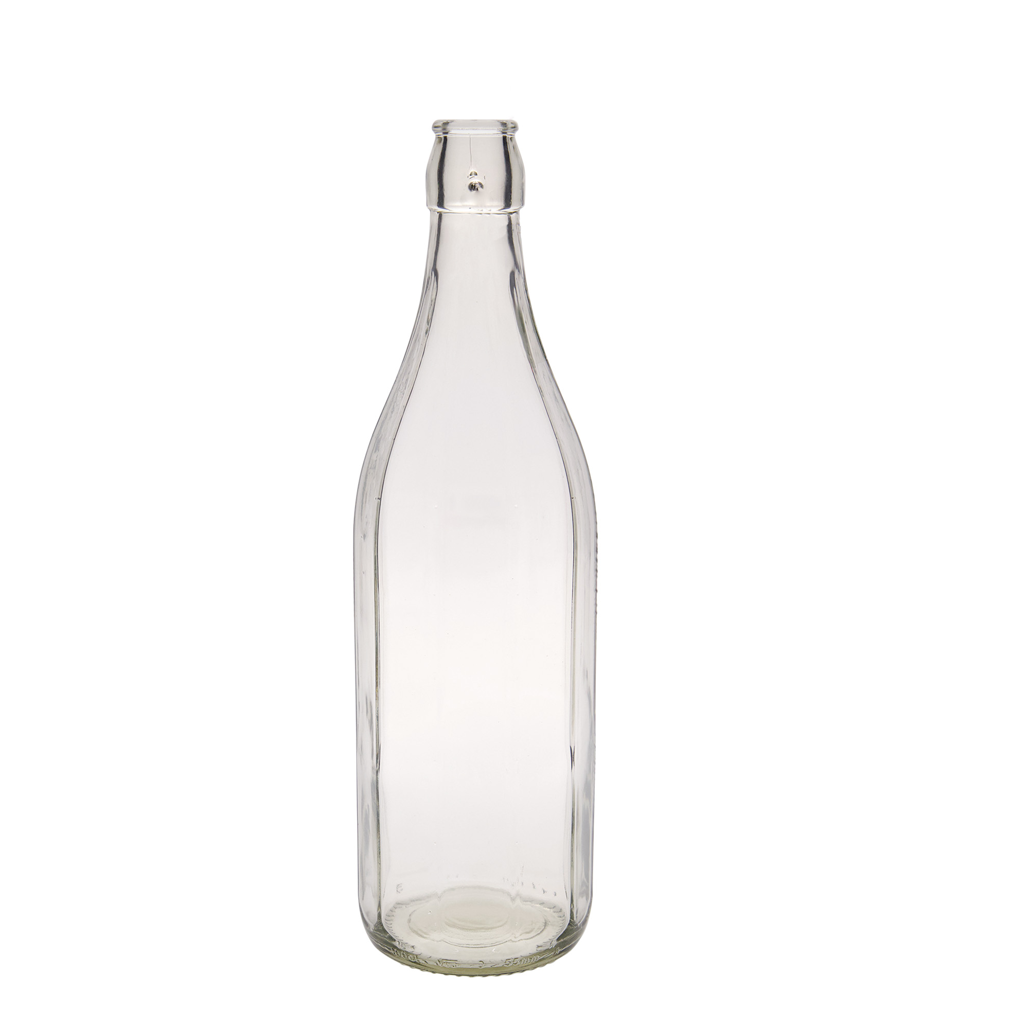 Botella de vidrio de 1.000 ml 'Bravo' #, de diez lados, boca: cierre de palanca Botella de vidrio de 1.000 ml 'Bravo' #, de diez lados, boca: cierre de palanca