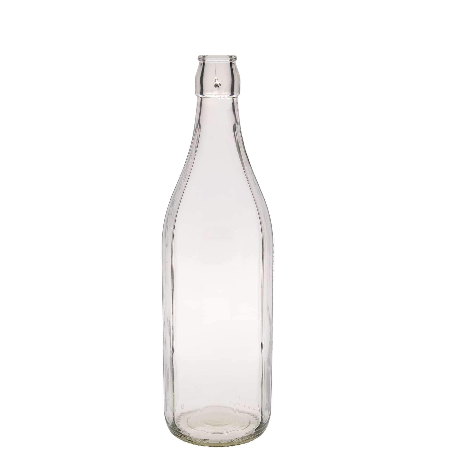 Botella de vidrio de 1.000 ml «Bravo», de diez lados, boca: cierre de palanca