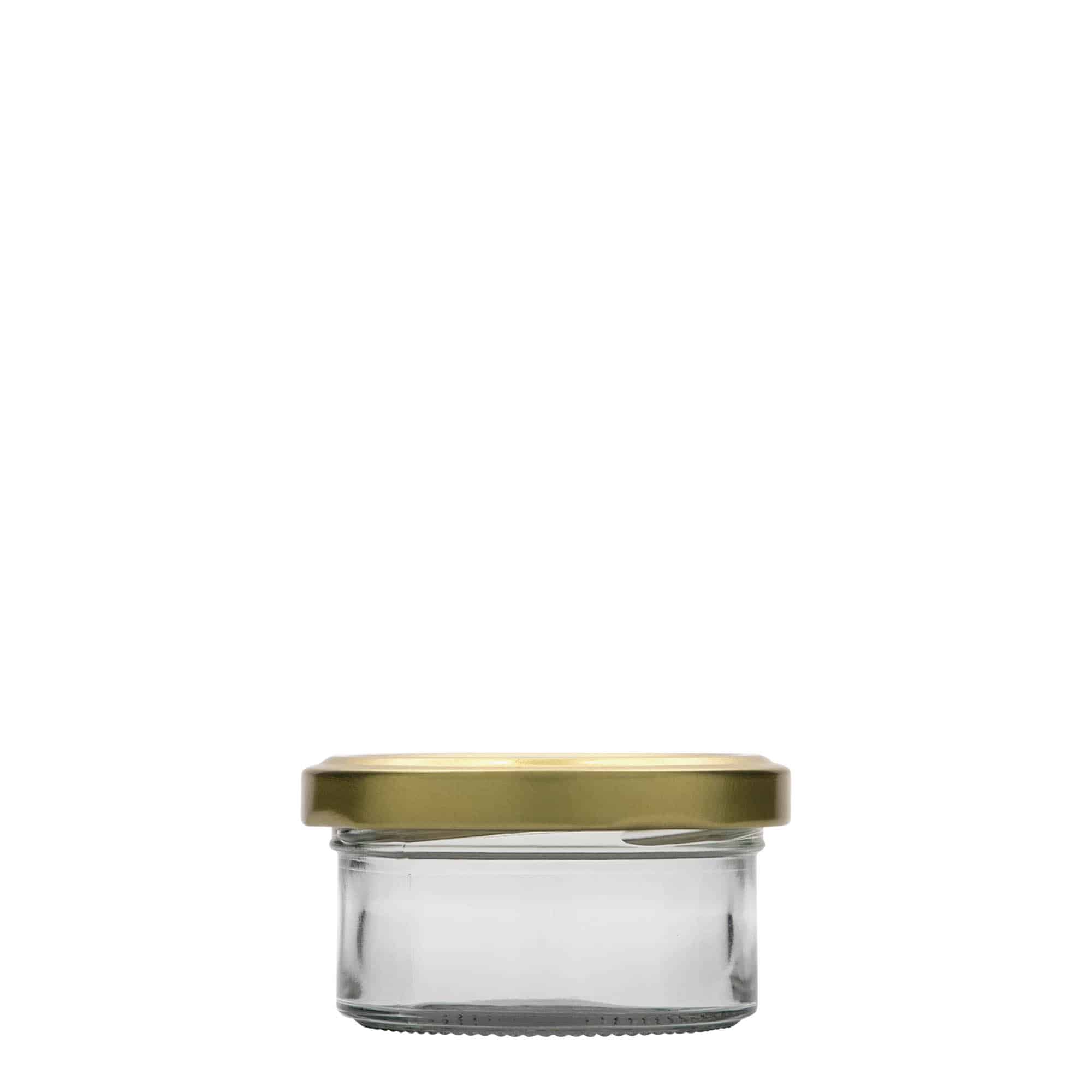 Tarro de vidrio cilíndrico liso de 70 ml, boca: Twist-Off (TO 66)