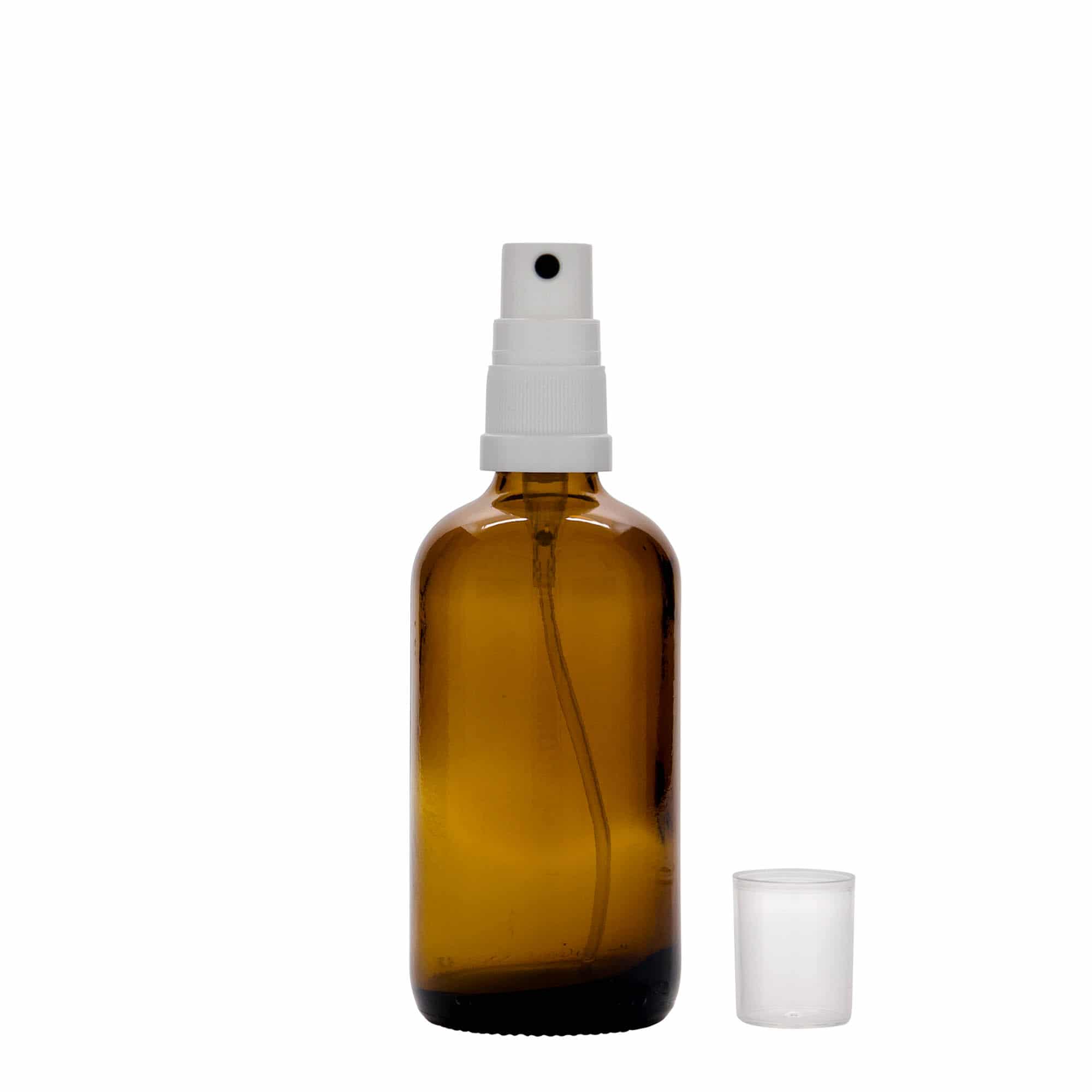 Frasco pulverizador de medicamentos de 100 ml, vidrio, marrón, boca: DIN 18