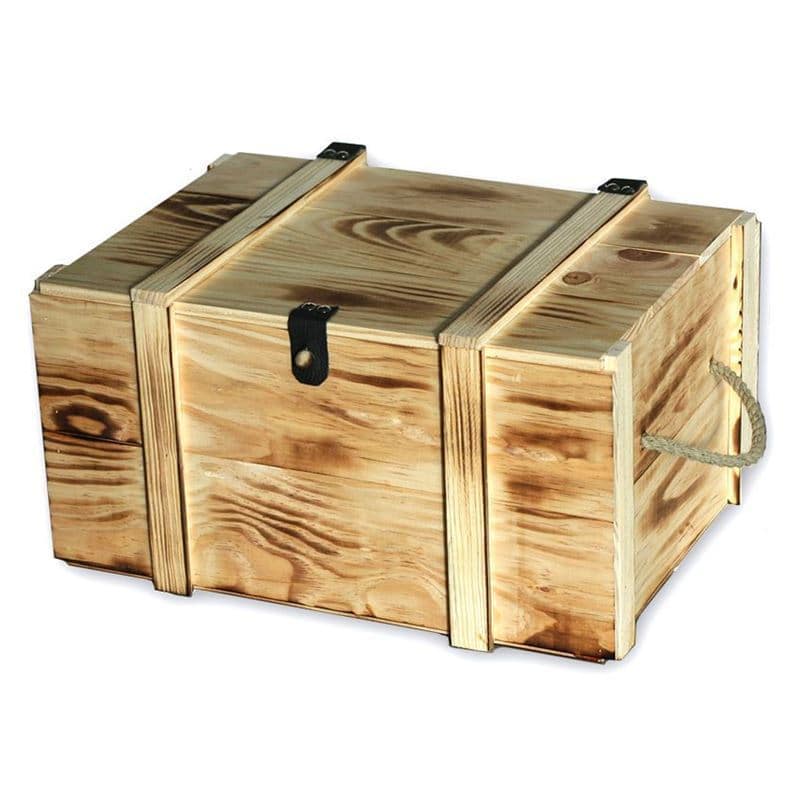 Caja para 6 botellas de vino, rectangular, madera, beige