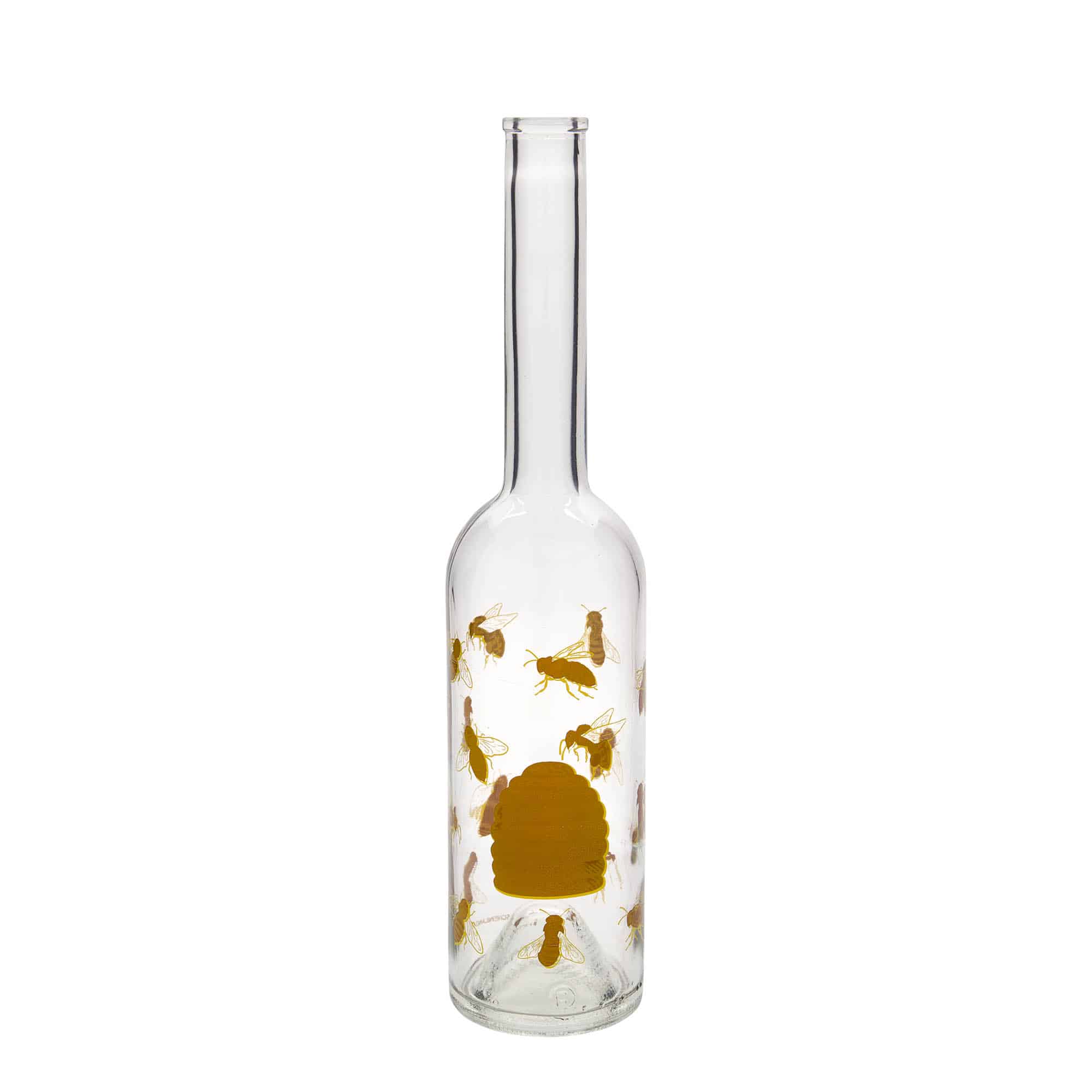 Botella de vidrio 'Opera' de 500 ml, motivo: abejas, boca: corcho