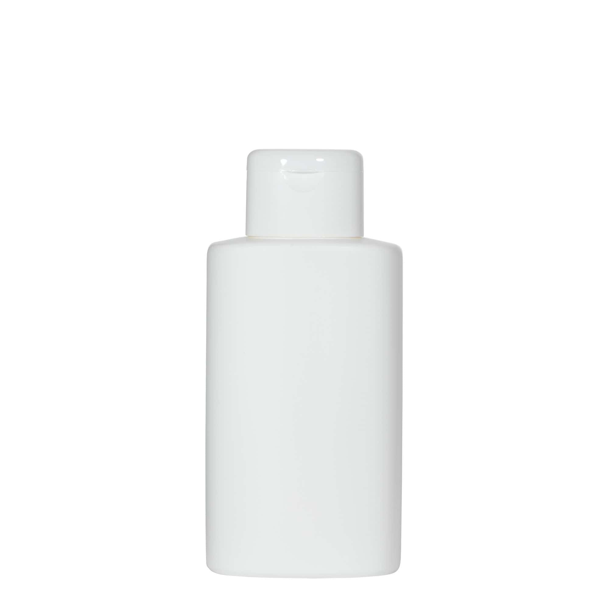 Botella de plástico 'Indy' de 250 ml, ovalada, HDPE, blanco, boca: tapón de rosca