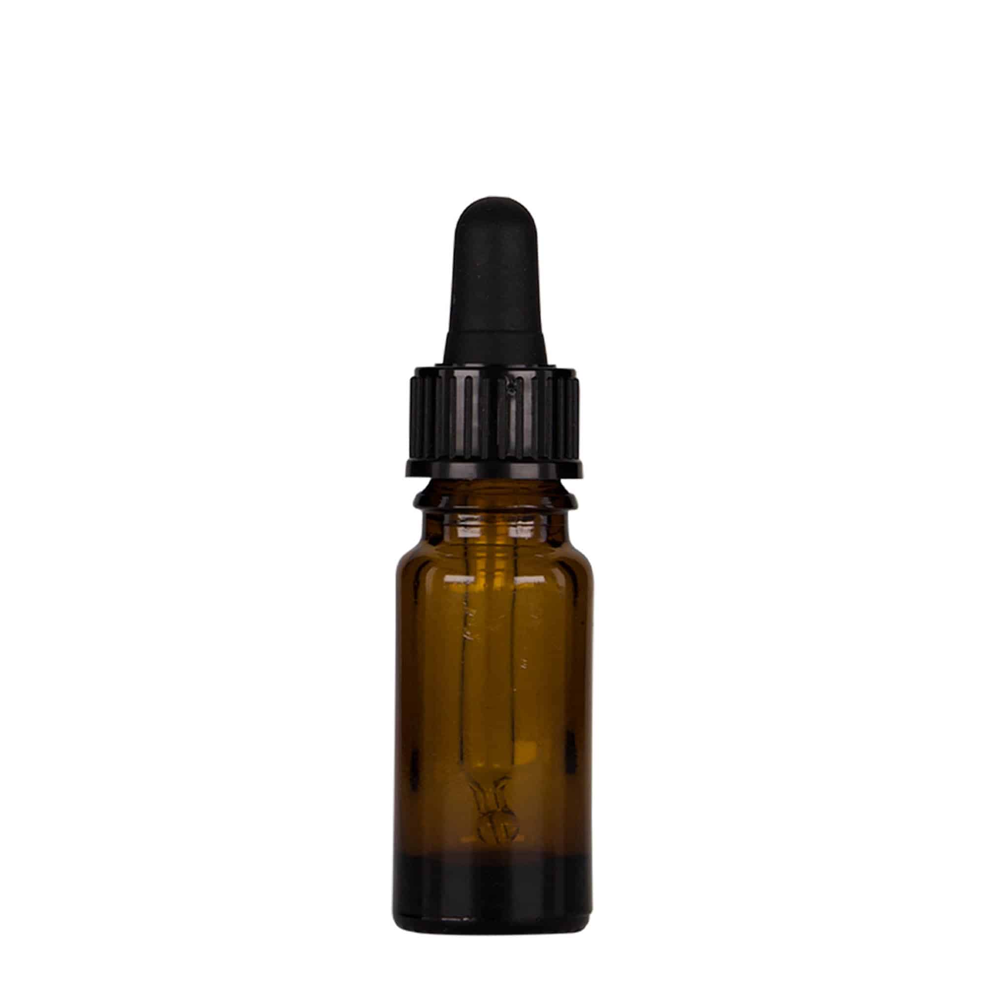 Frasco cuentagotas de medicamentos de 10 ml, vidrio, marrón-negro, boca: DIN 18 Frasco cuentagotas de medicamentos de 10 ml, vidrio, marrón-negro, boca: DIN 18