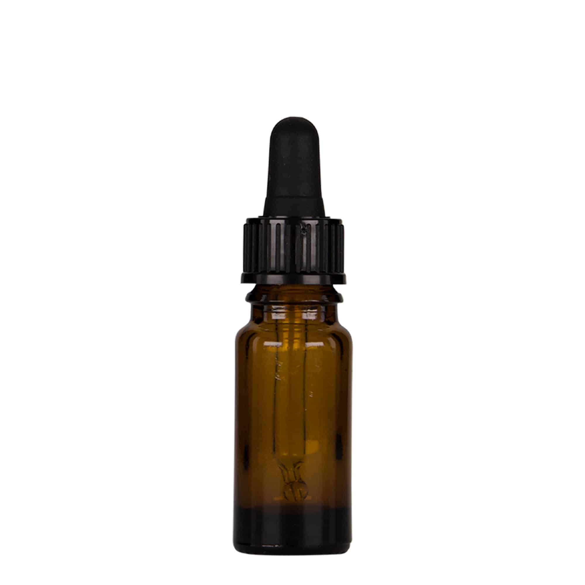 Frasco cuentagotas de 10 ml para medicina, vidrio, marrón-negro, boca: DIN 18