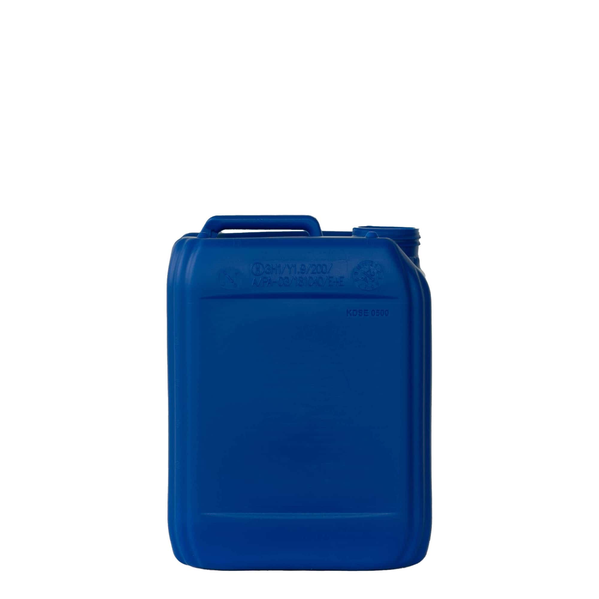 Garrafa de 5 l, rectangular, plástico de HDPE, azul, boca: ND 55 Garrafa de 5 l, rectangular, plástico de HDPE, azul, boca: ND 55