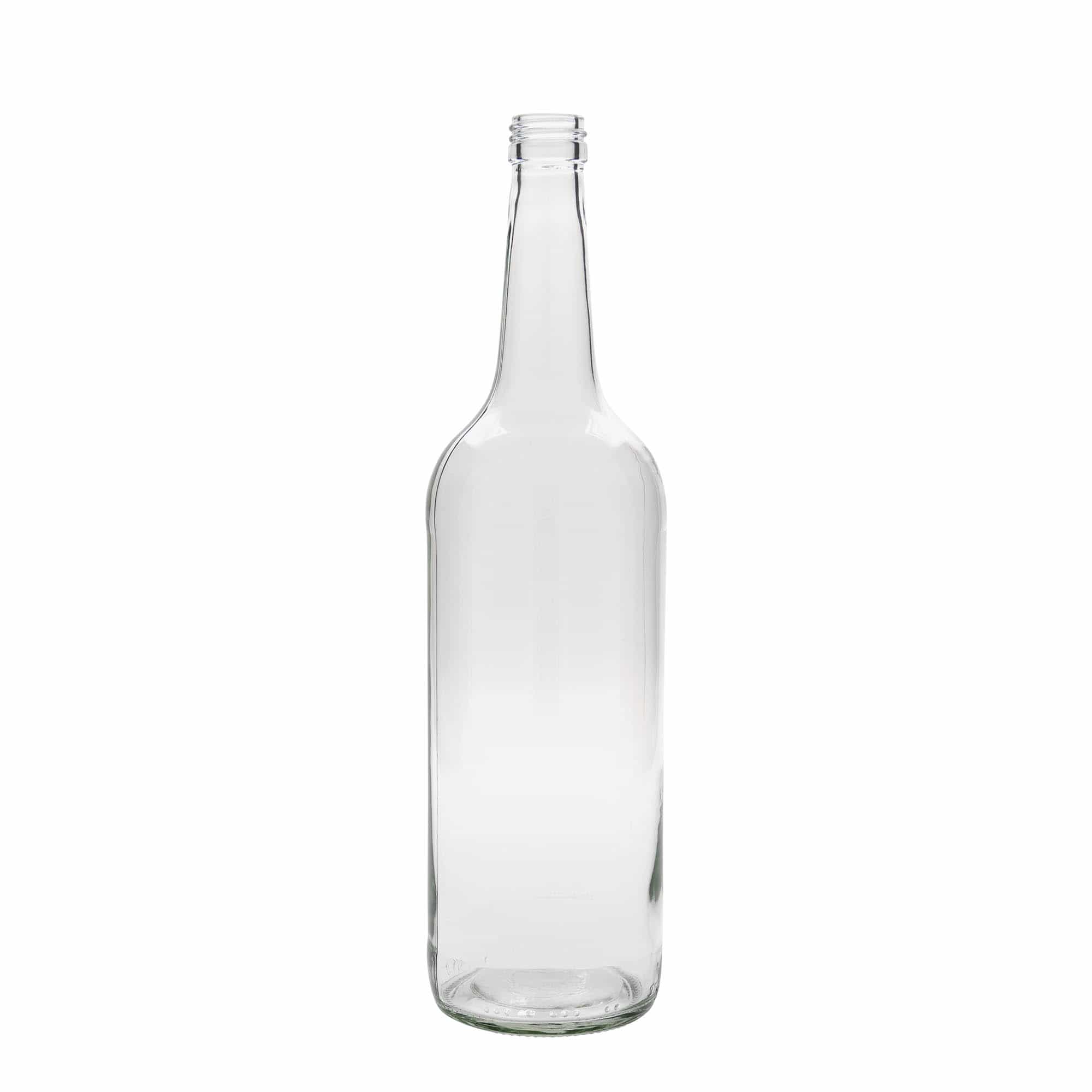 Botella de vidrio con cuello recto de 1000 ml, boca: PP 28 Botella de vidrio con cuello recto de 1000 ml, boca: PP 28