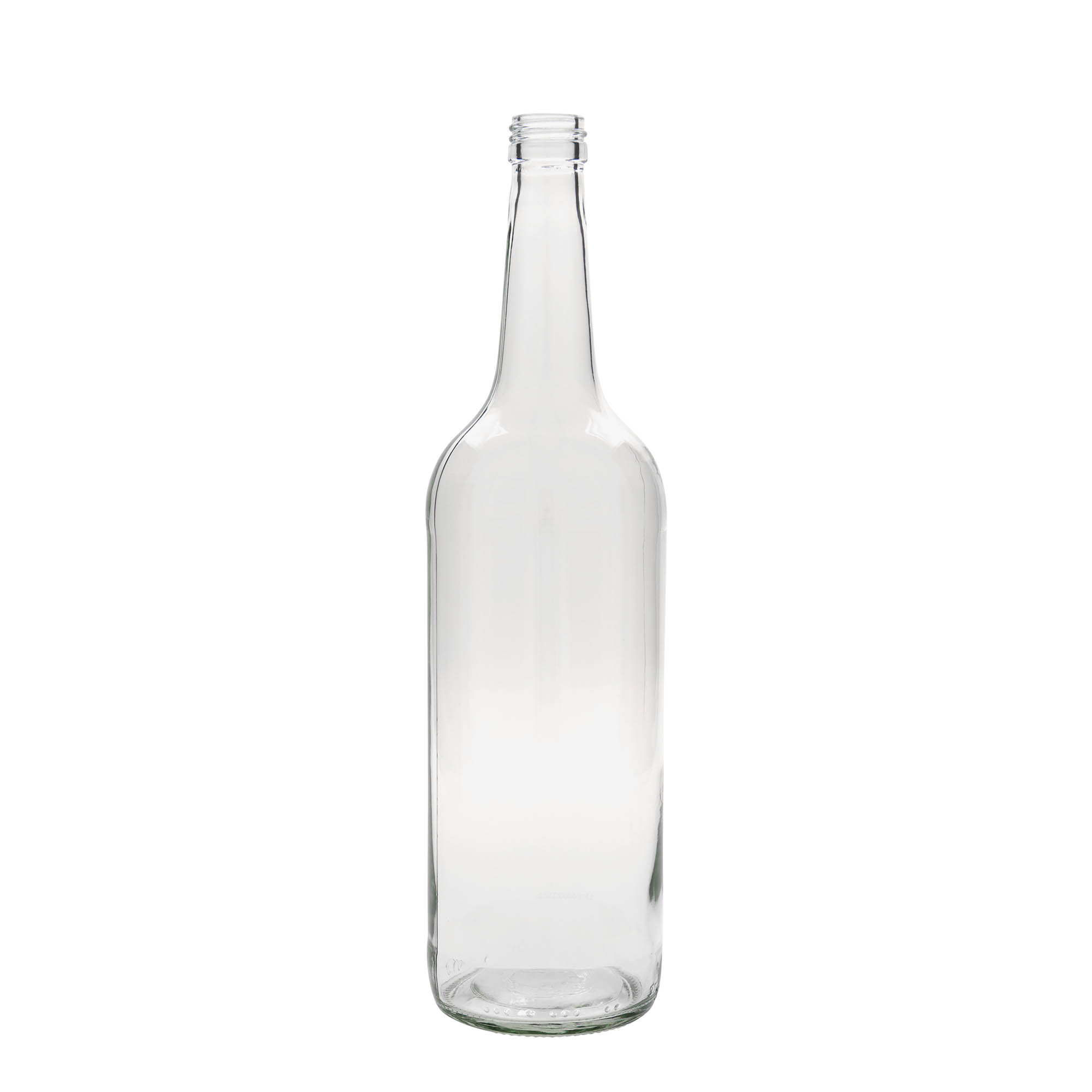 Botella de vidrio de 1.000 ml, cuello recto, boca: PP 28 Botella de vidrio de 1.000 ml, cuello recto, boca: PP 28
