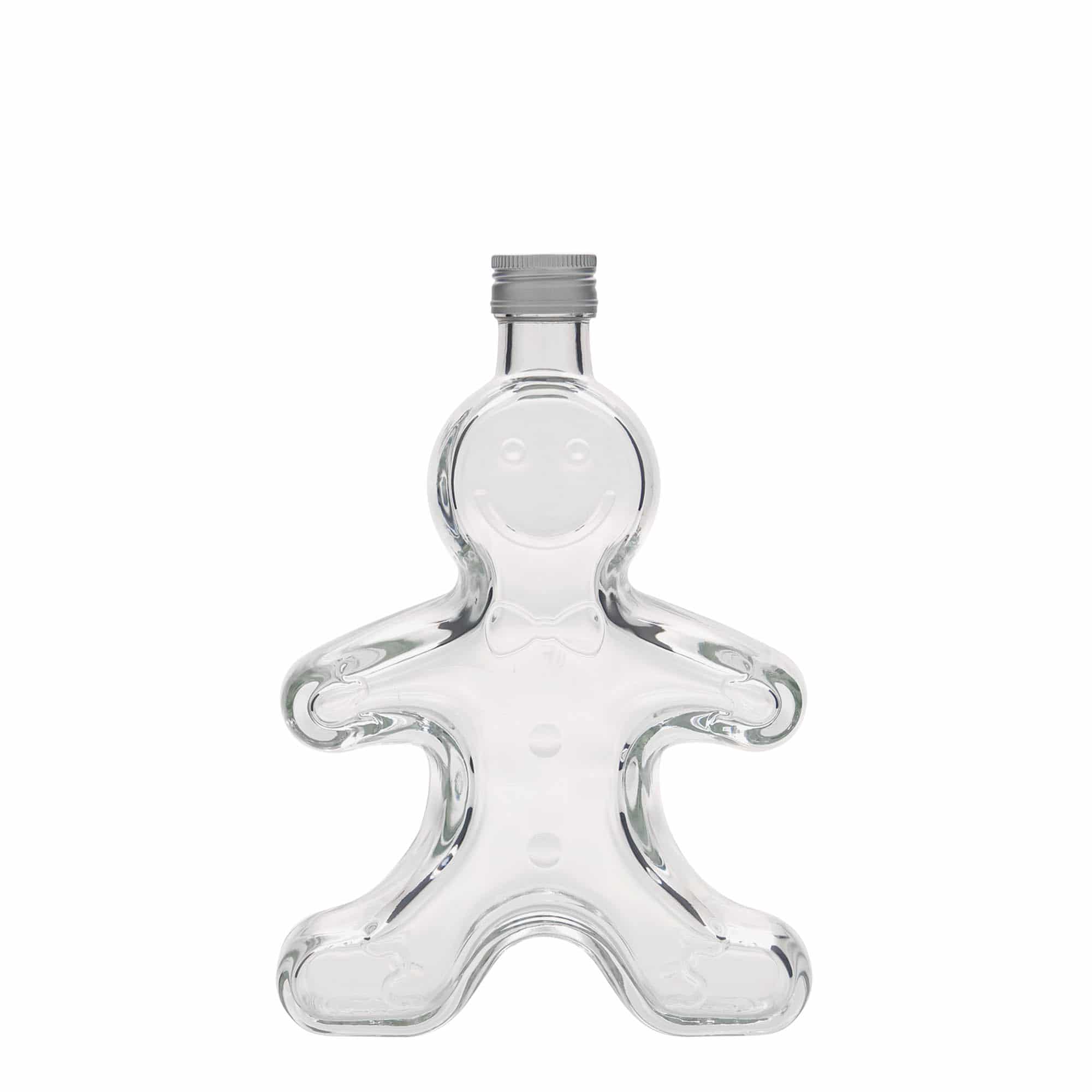 Botella de vidrio de 250 ml 'Hombre de pan de jengibre', boca: PP 24