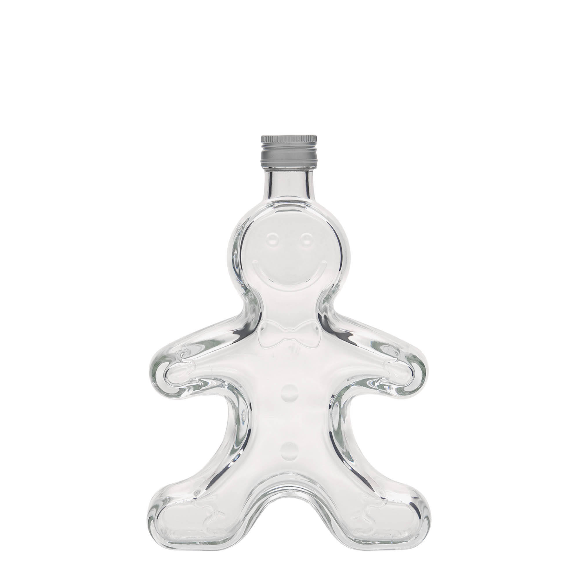 Botella de vidrio de 250 ml 'Hombre de pan de jengibre', boca: PP 24 Botella de vidrio de 250 ml 'Hombre de pan de jengibre', boca: PP 24