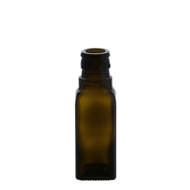 Aceitera/vinagrera 'Quadra' de 100 ml, vidrio, cuadrada, verde antiguo, boca: DOP