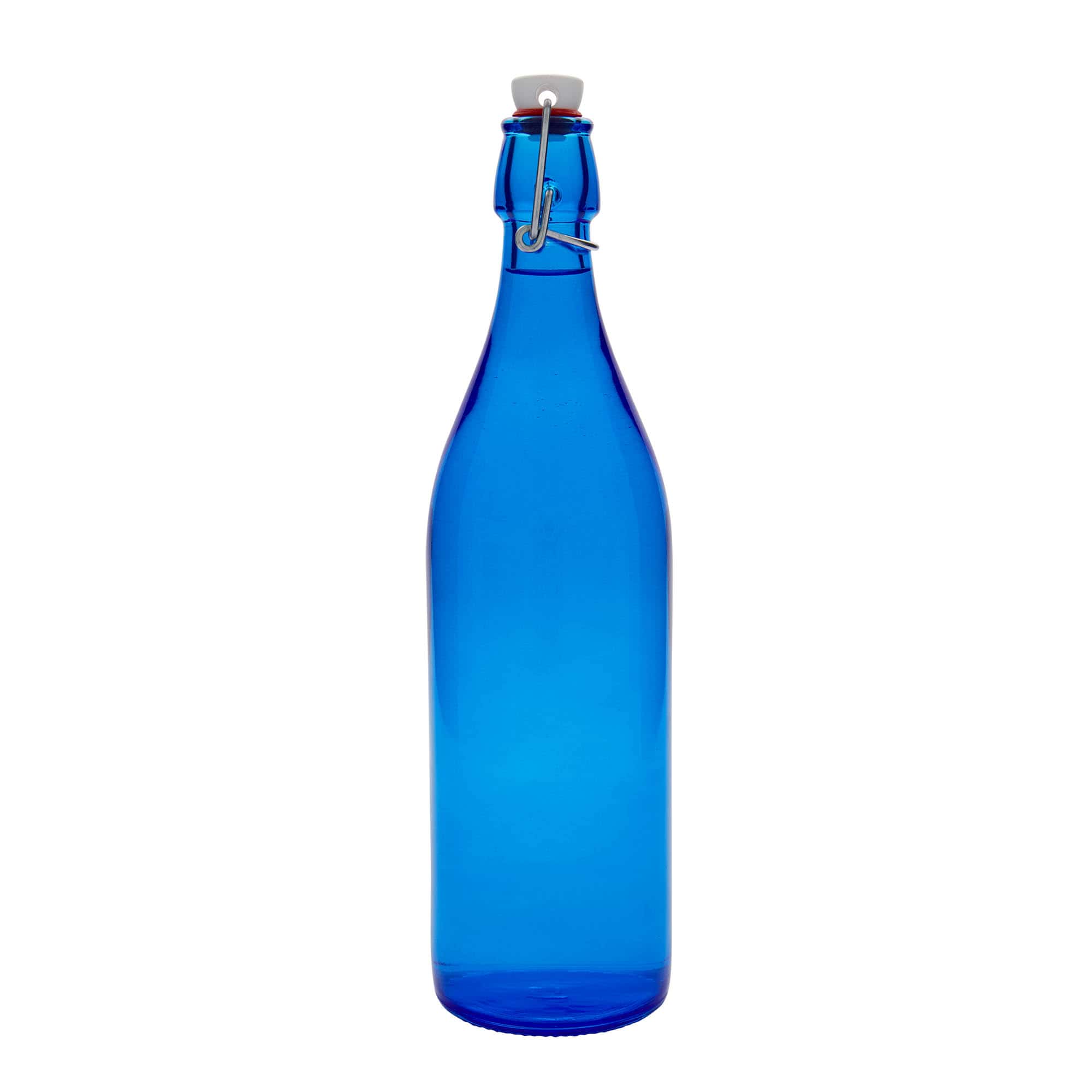 Botella de vidrio de 1.000 ml «Giara», azul, boca: cierre de palanca