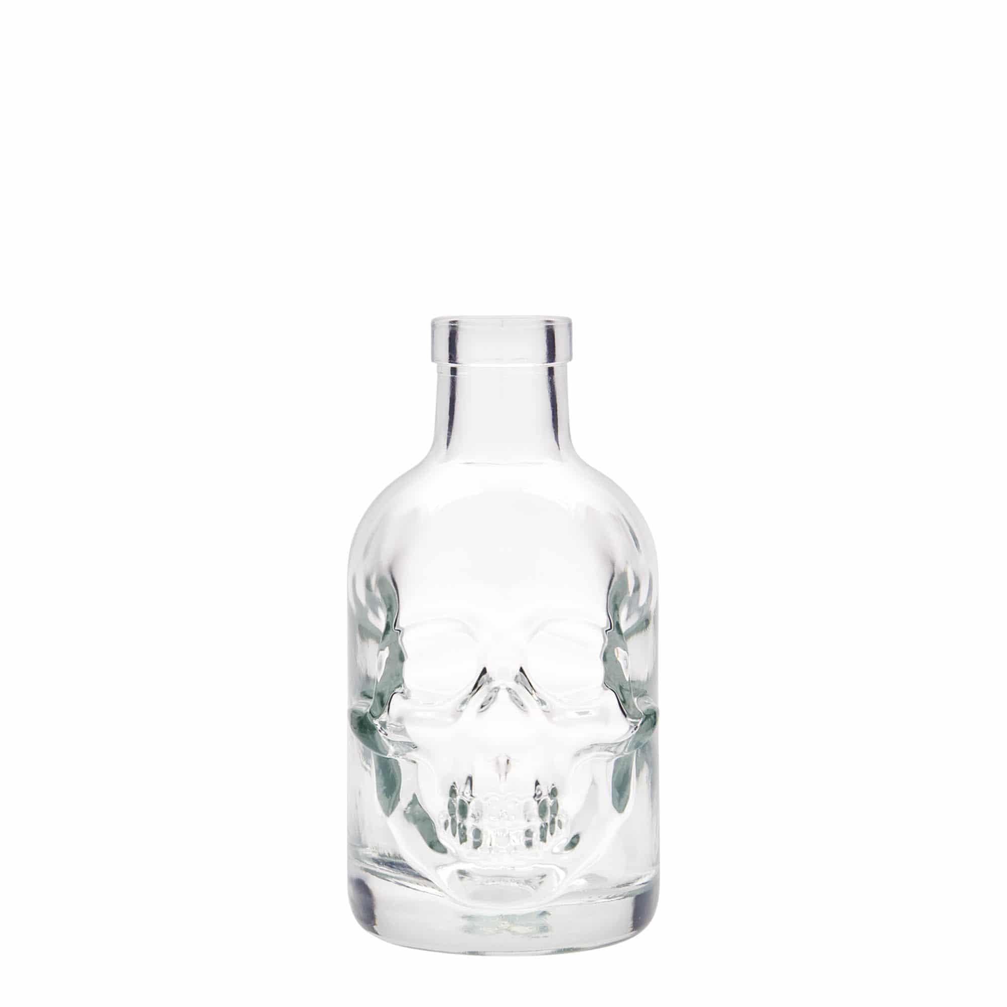 Botella de vidrio de 200 ml 'Calavera', boca: corcho