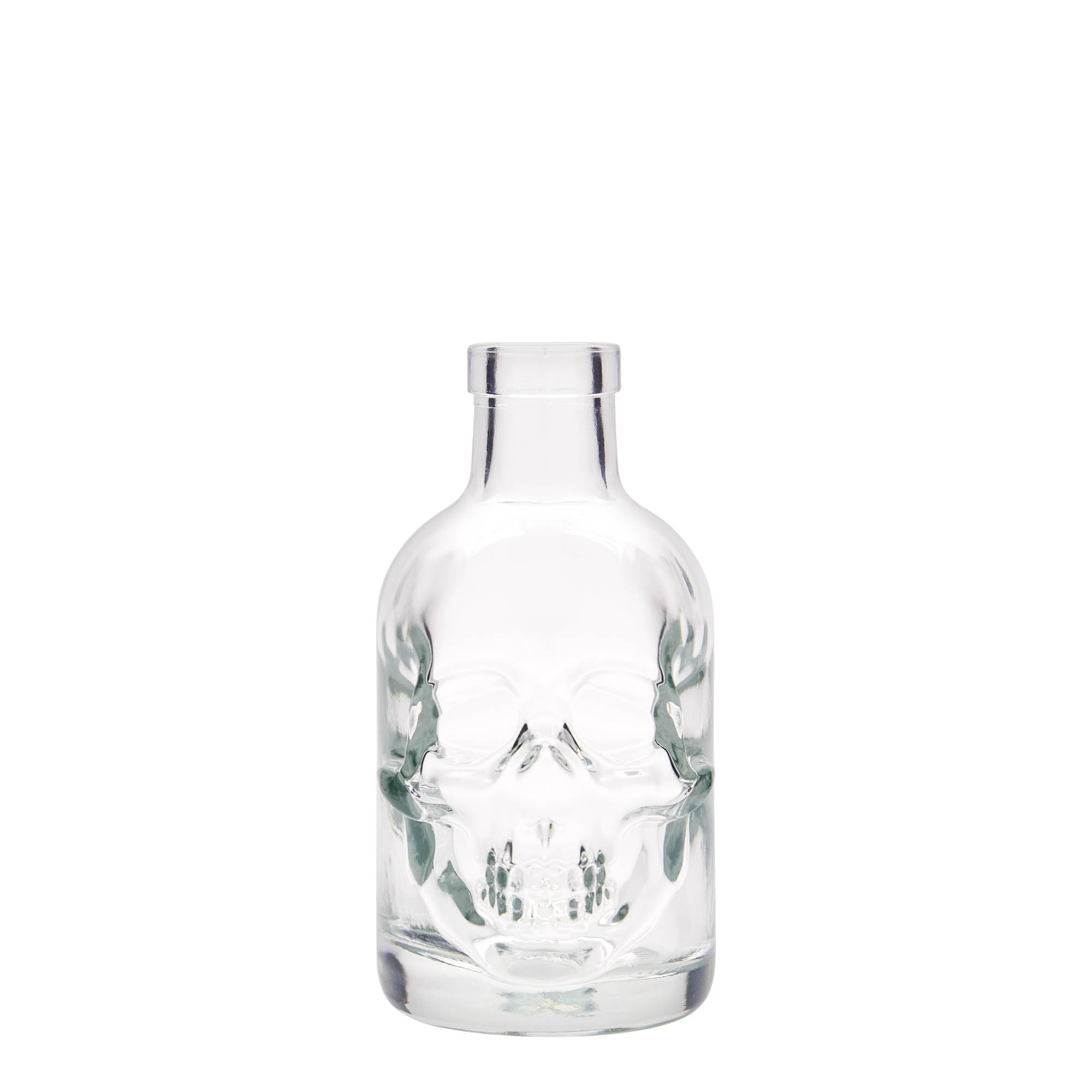 Botella de vidrio de 200 ml 'Calavera', boca: corcho