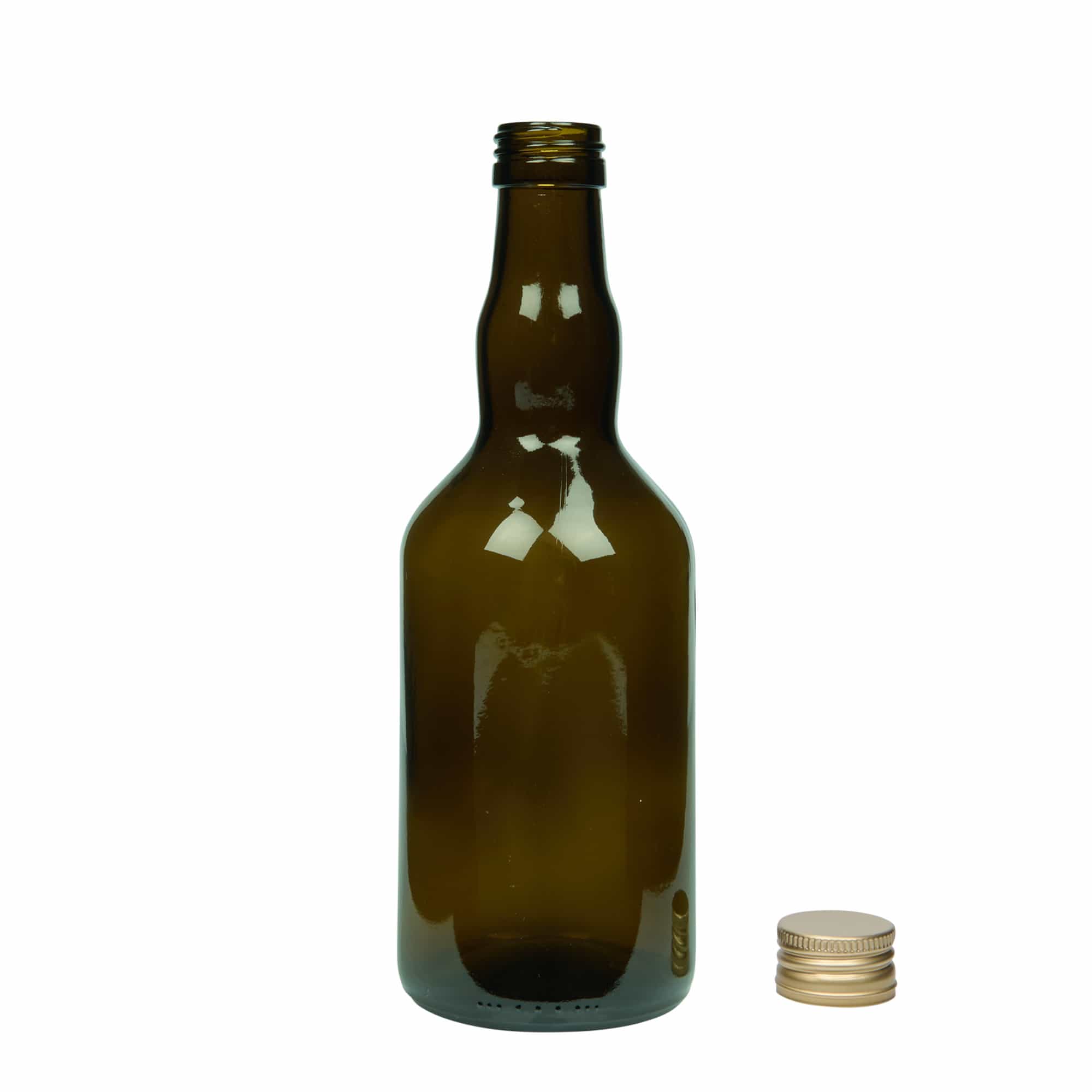 Botella de vidrio de 500 ml «Olona», verde antiguo, boca: PP 31,5