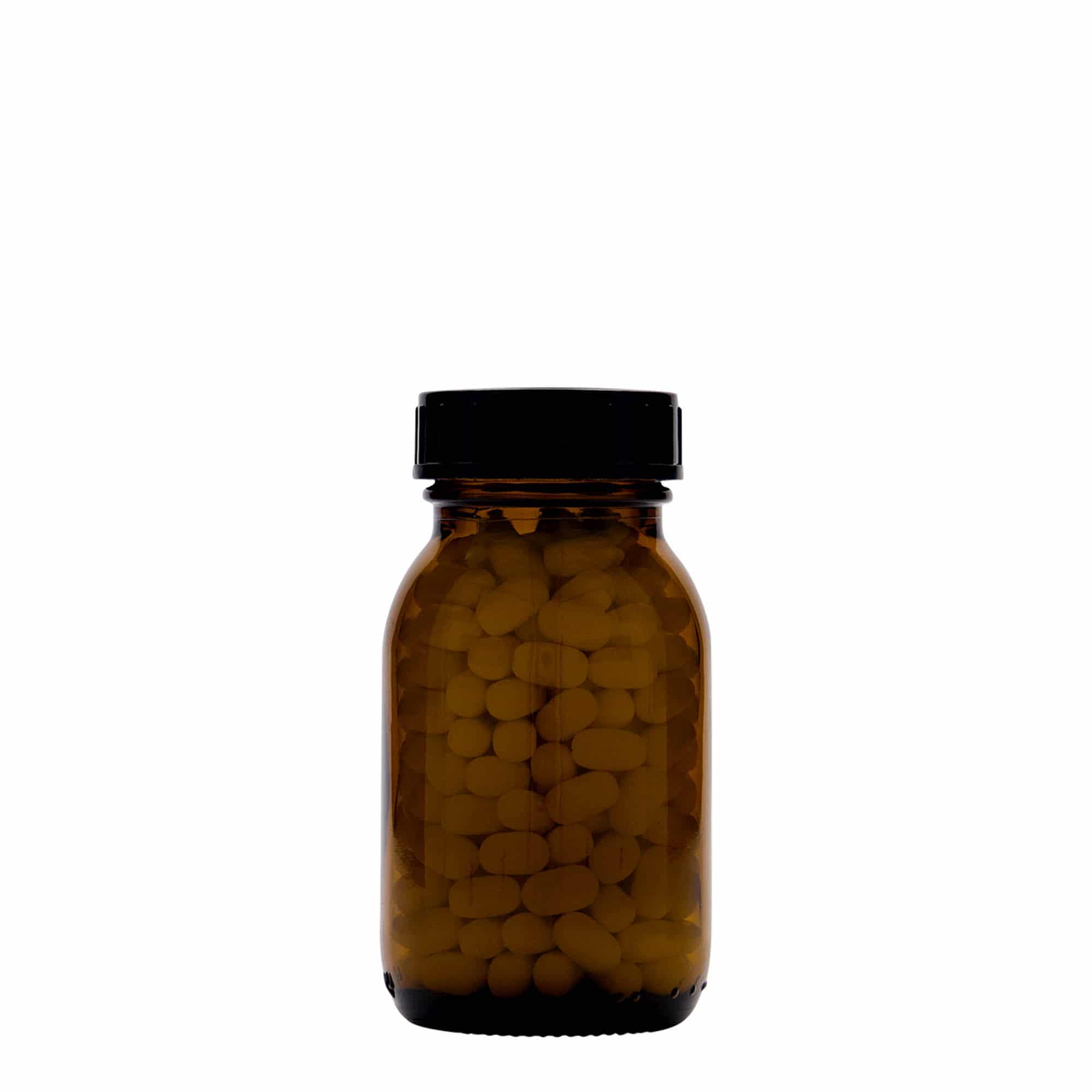 125 ml frasco de cuello ancho, marrón, boca: DIN 40
