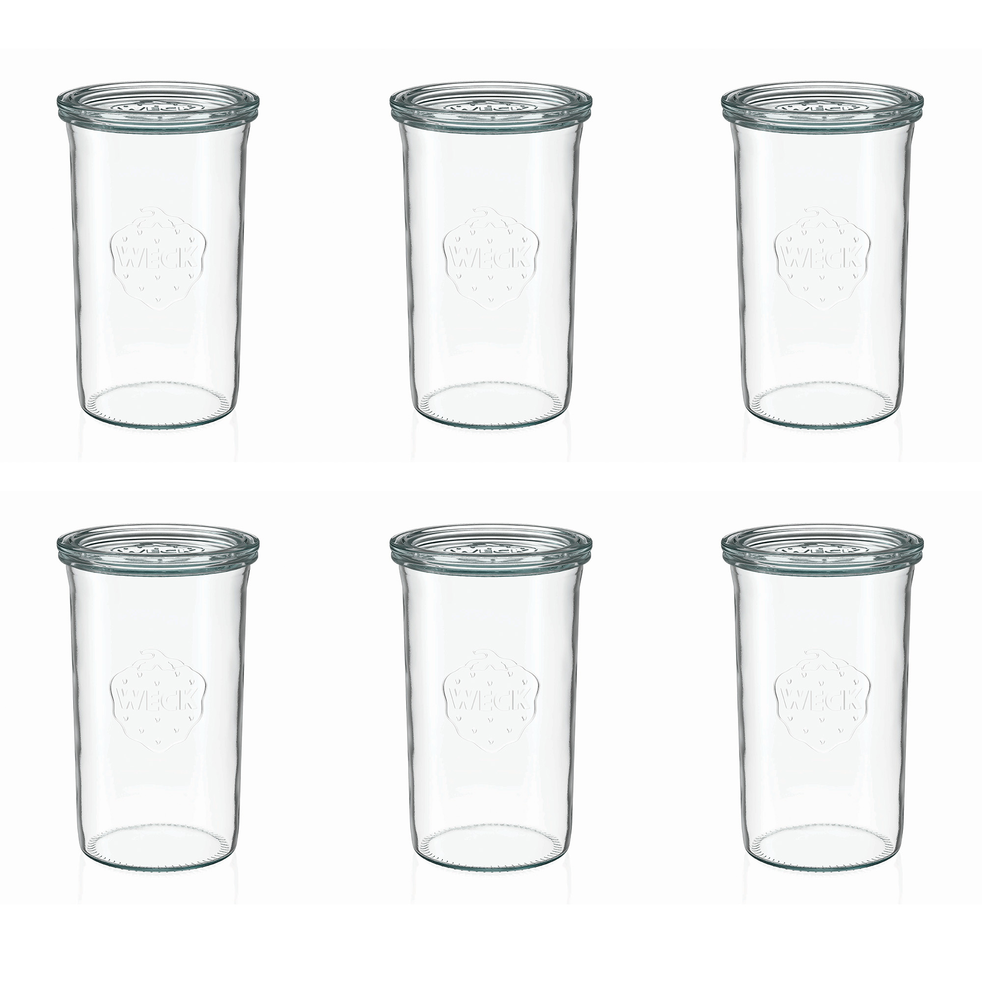 6x 1000 ml tarro WECK de boca ancha con tapa de vidrio RR 100