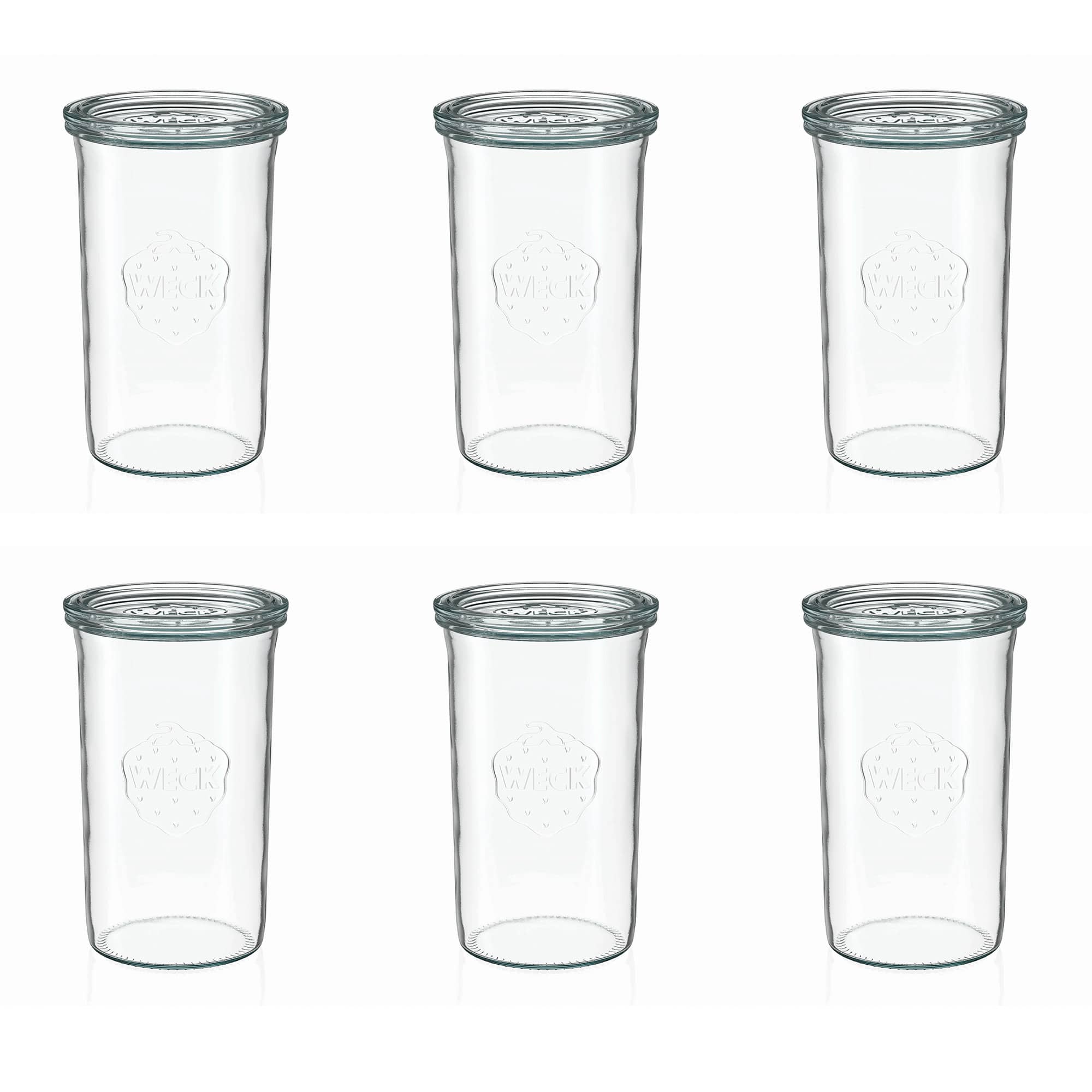 6x 1000 ml tarro WECK de boca ancha con tapa de vidrio RR 100