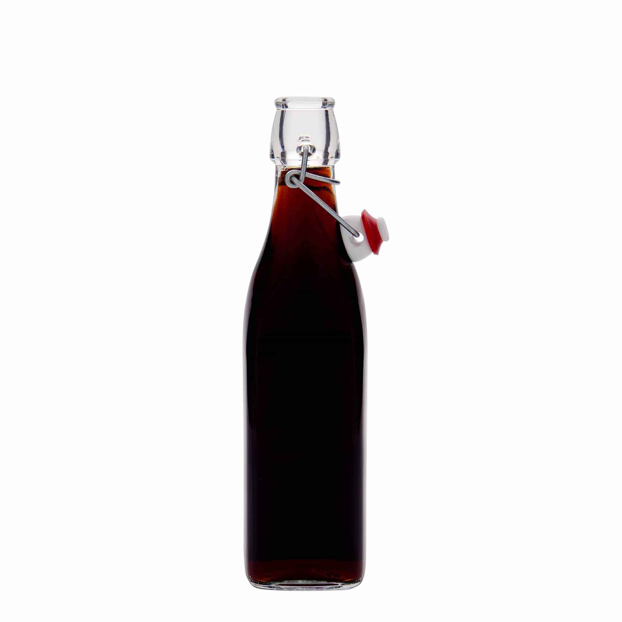 Botella de vidrio 'Swing' de 500 ml, cuadrada, boca: tapón mecánico